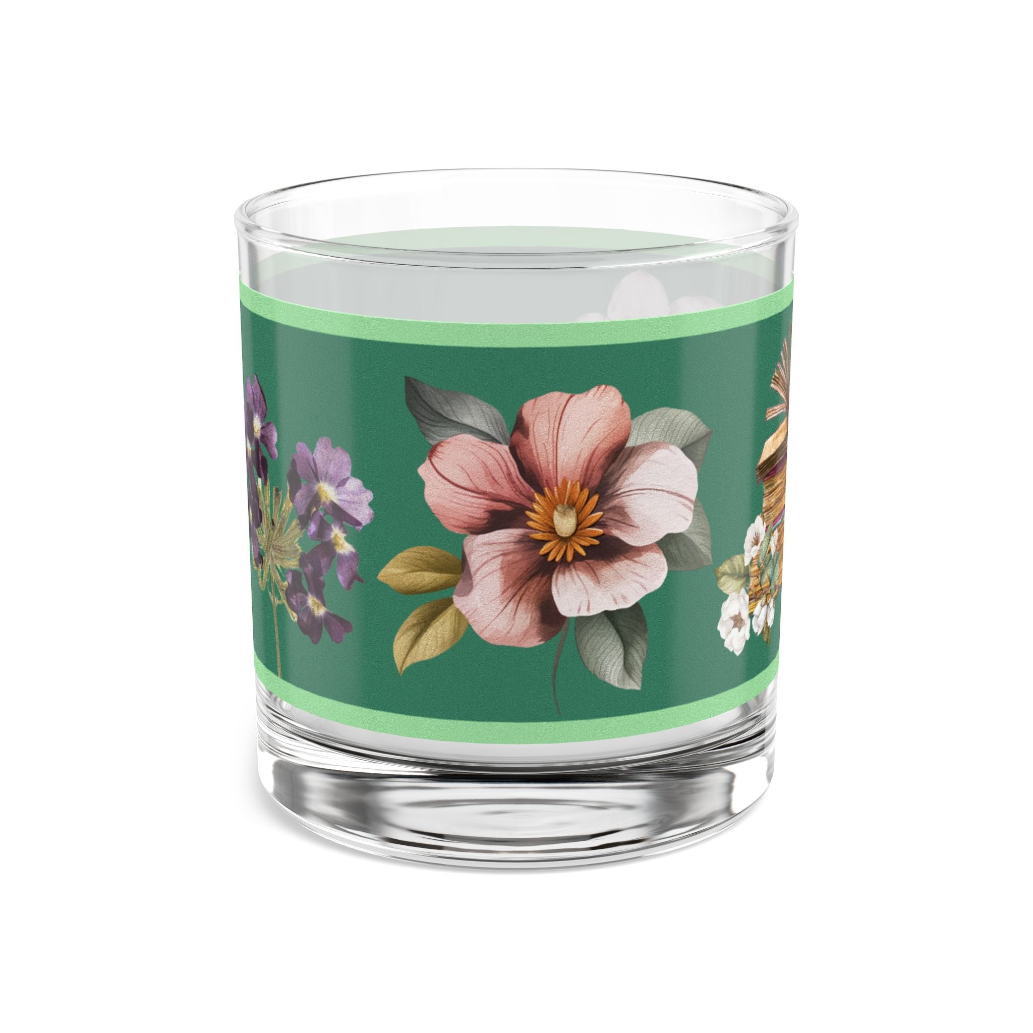 📚🌿 50s Bookish Green Floral Glass 🌸✨