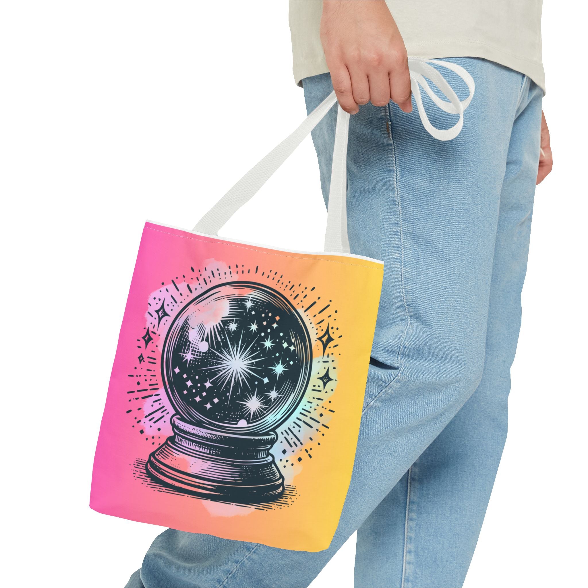 🔮✨ 70s Crystal Ball Mystical Tote Bag 🌼🌙