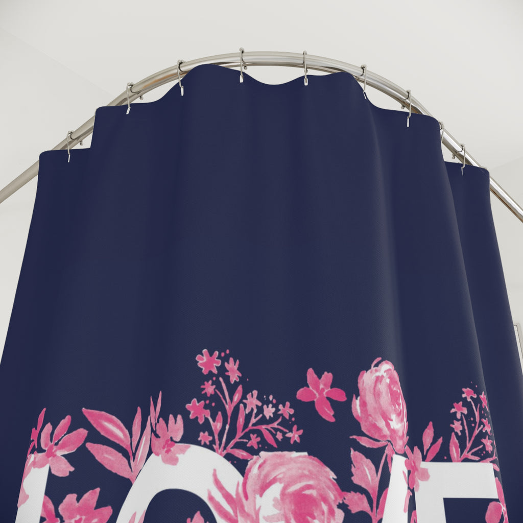 💖 Dark Navy Light Pink Love Shower Curtain