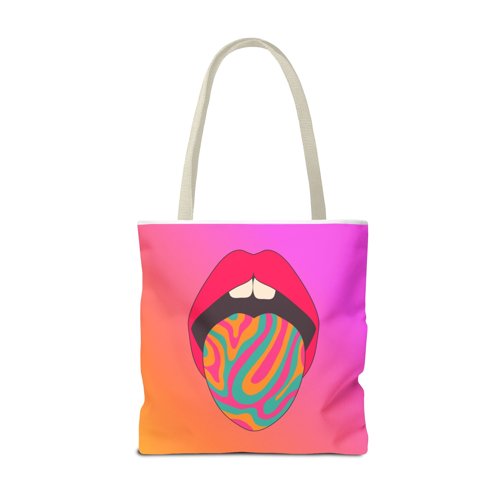 👄🌈 60s–70s Psychedelic Lips & Tongue Tote Bag ✨🍄