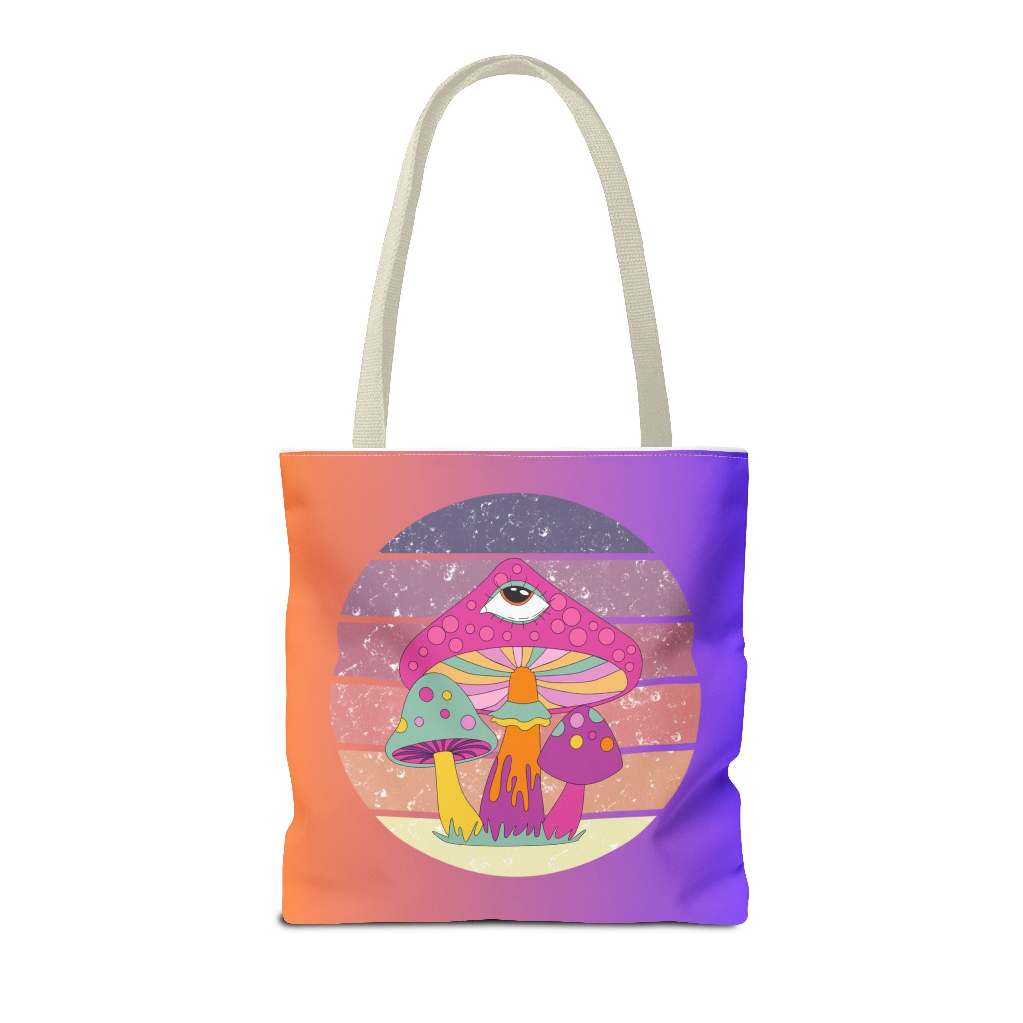 🍄🎶 70s Trippy Mushroom Synthwave Tote Bag 🌈✨