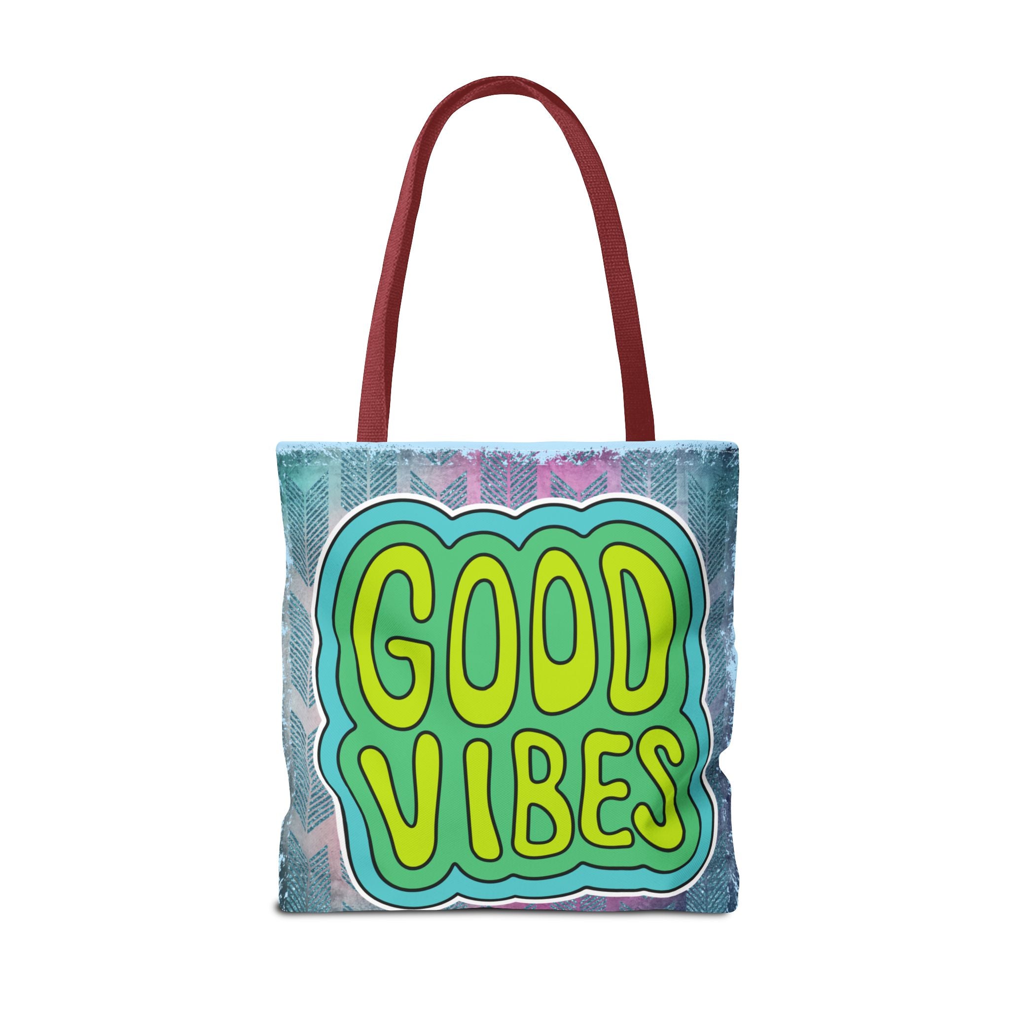 💚 70s Good Vibes Green & Blue Retro Throwback Tote Bag