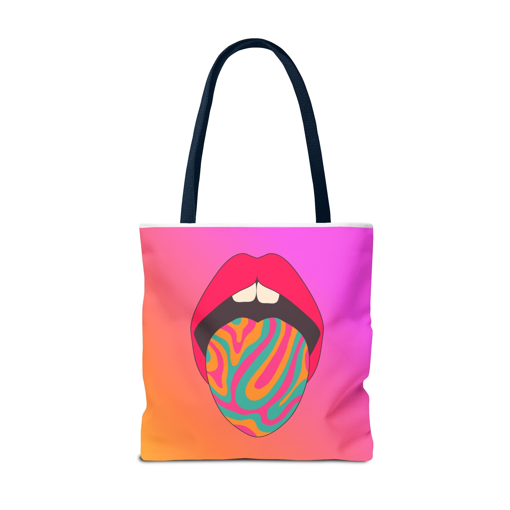 👄🌈 60s–70s Psychedelic Lips & Tongue Tote Bag ✨🍄