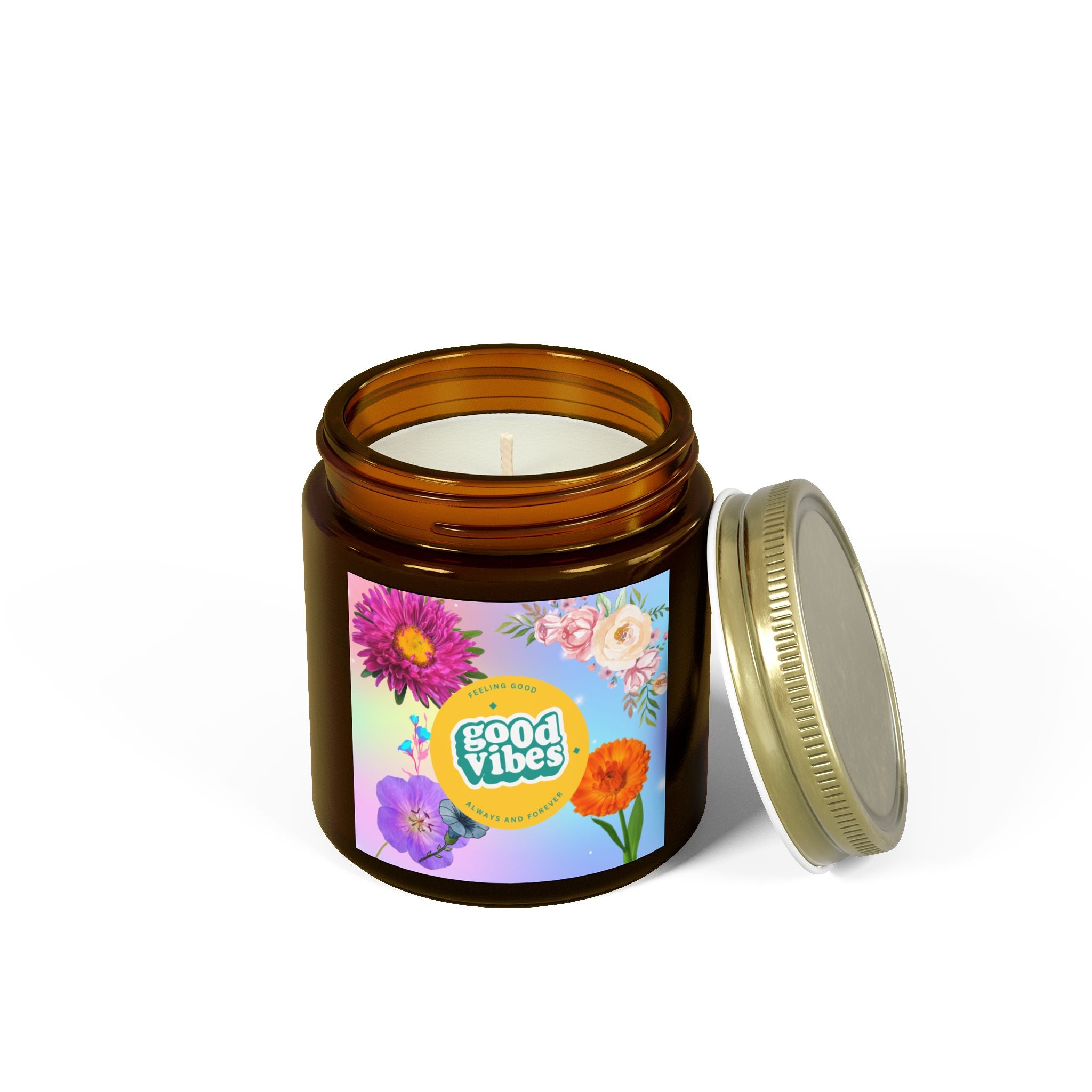 🌸 Good Vibes Floral Candle