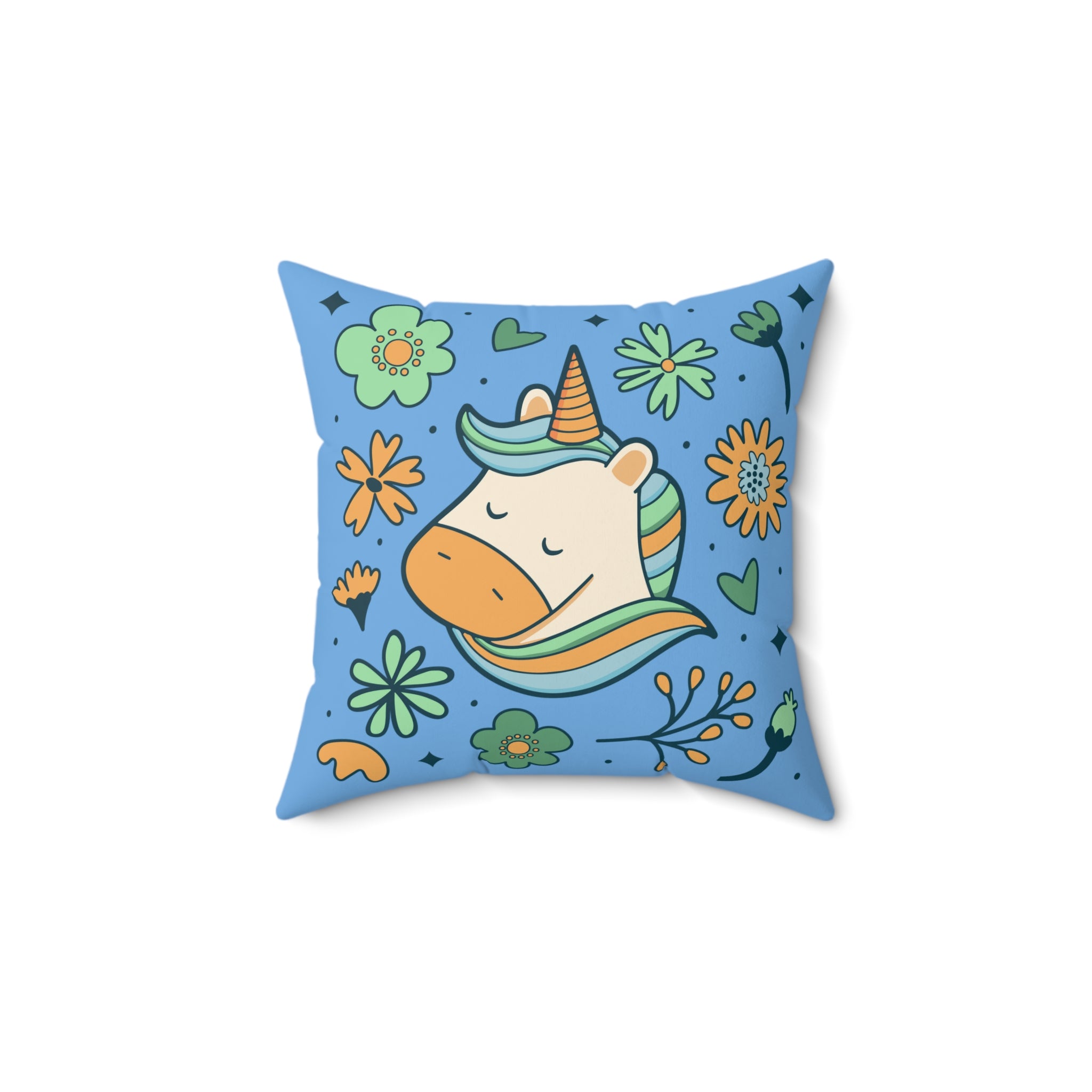 60s Floral Unicorn Love Pillow