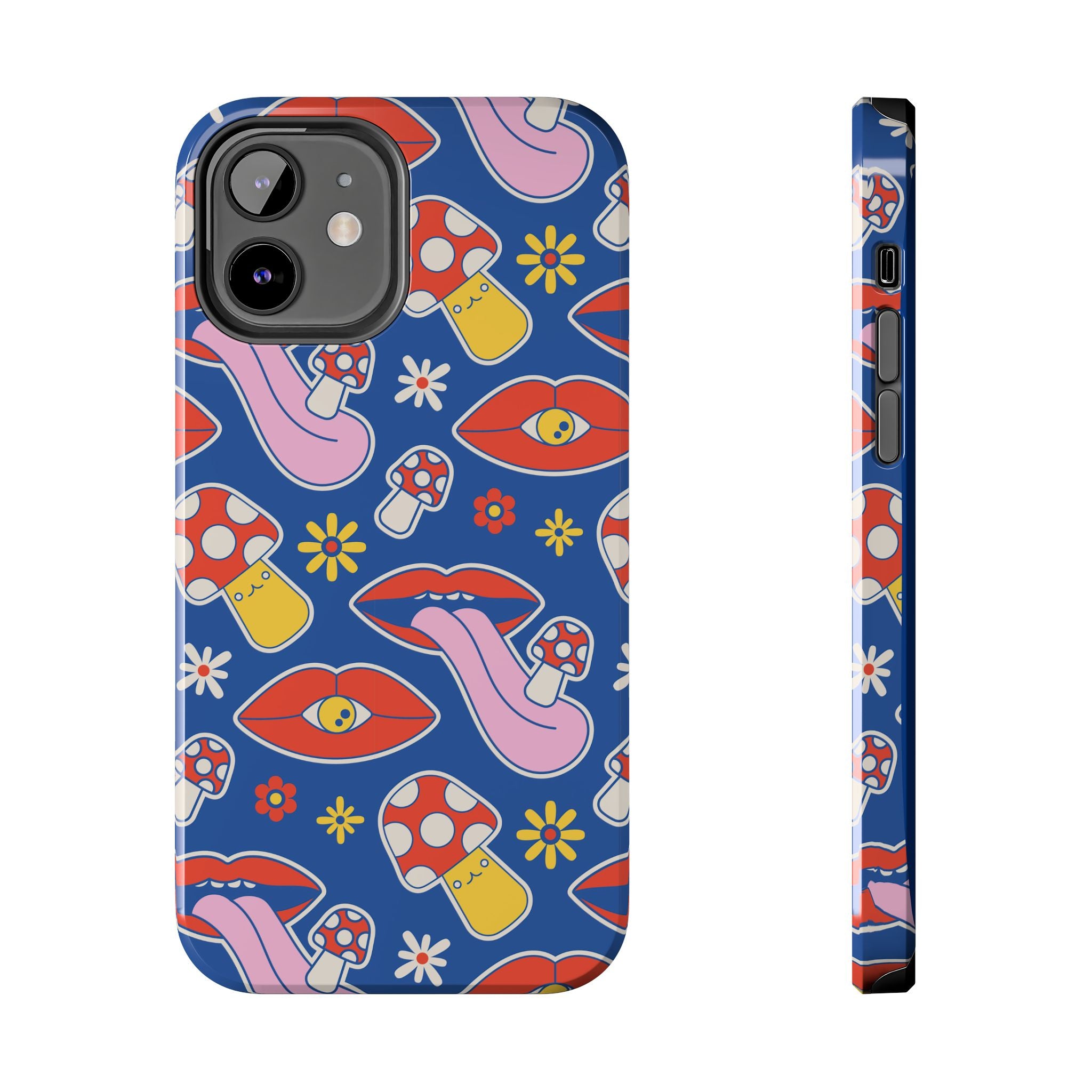 70s Lips Mushrooms Flower Power Phone Case 🌼💋🍄