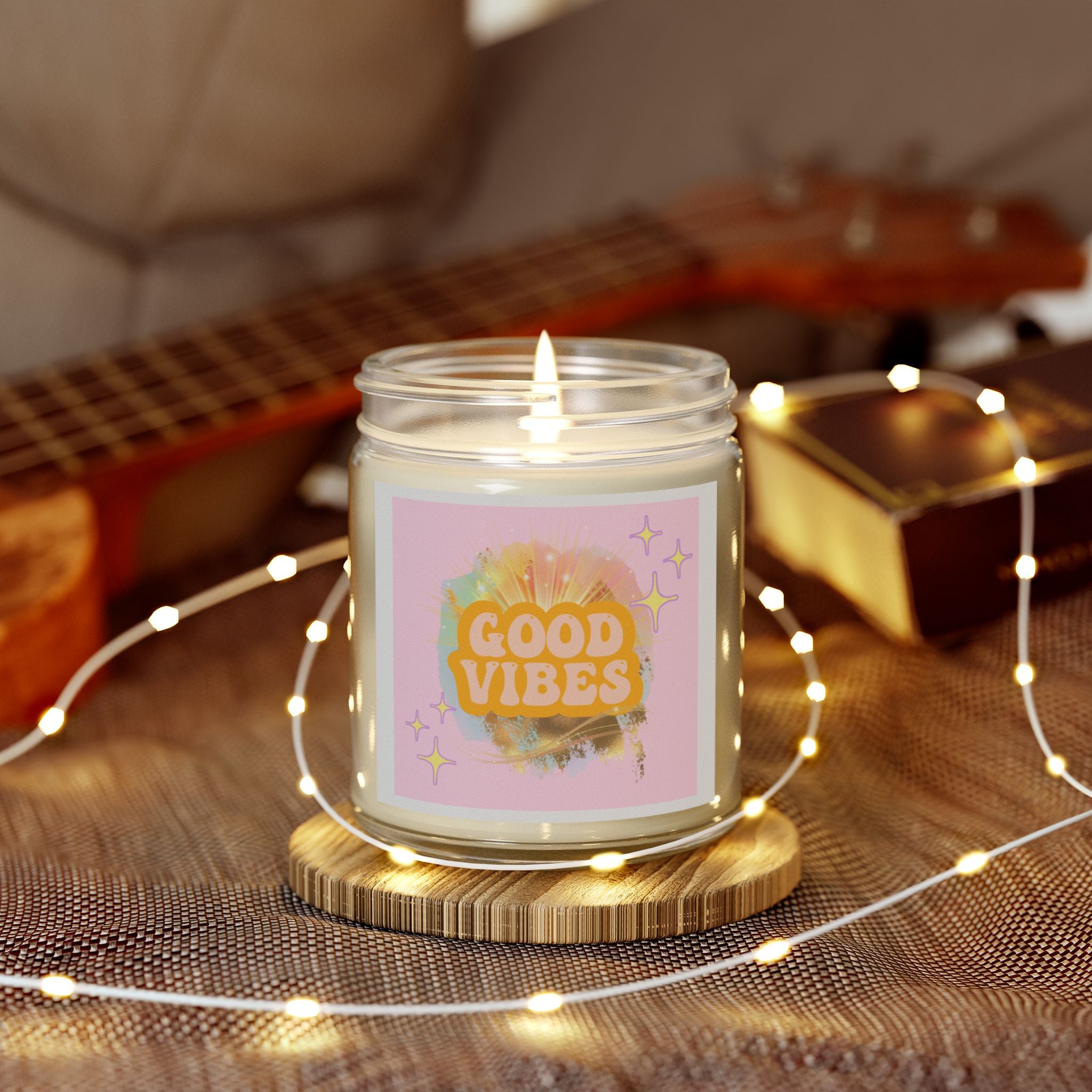 60s–70s Good Vibes Candle ☮️🕯️