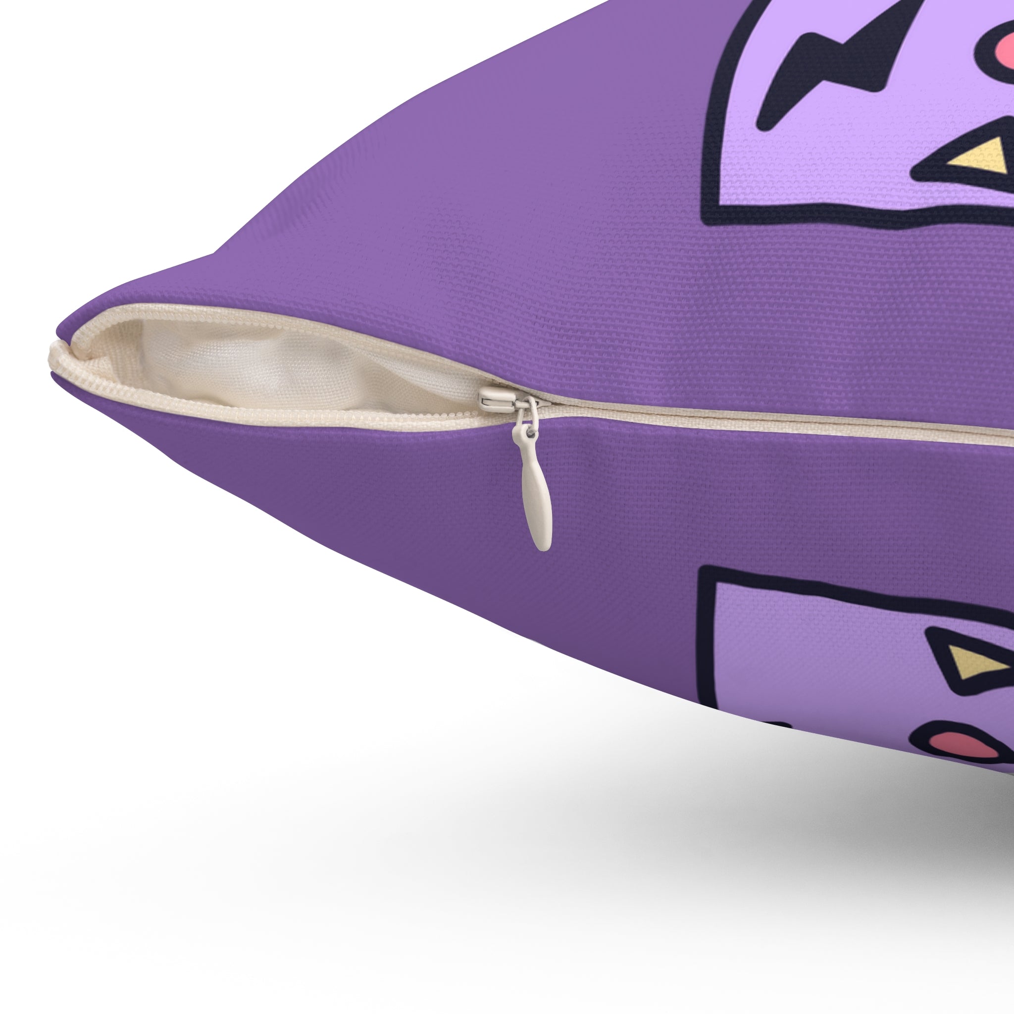 Square Pillow - Purple 80s Arcade Machine Retro Vibe Design