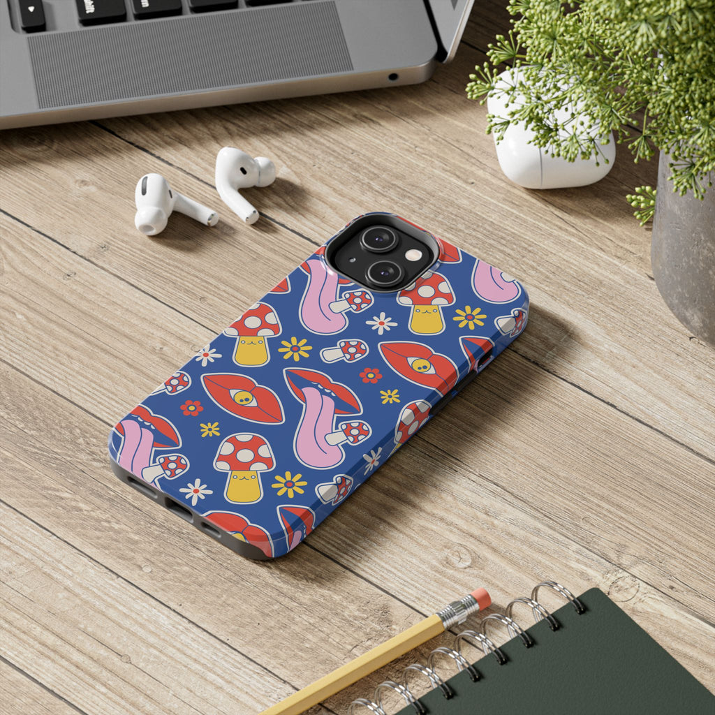 70s Lips Mushrooms Flower Power Phone Case 🌼💋🍄