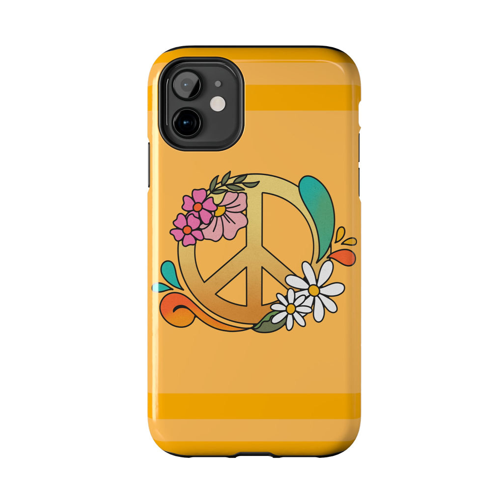 60s–70s Yellow Peace Sign Phone Case ✌️📱