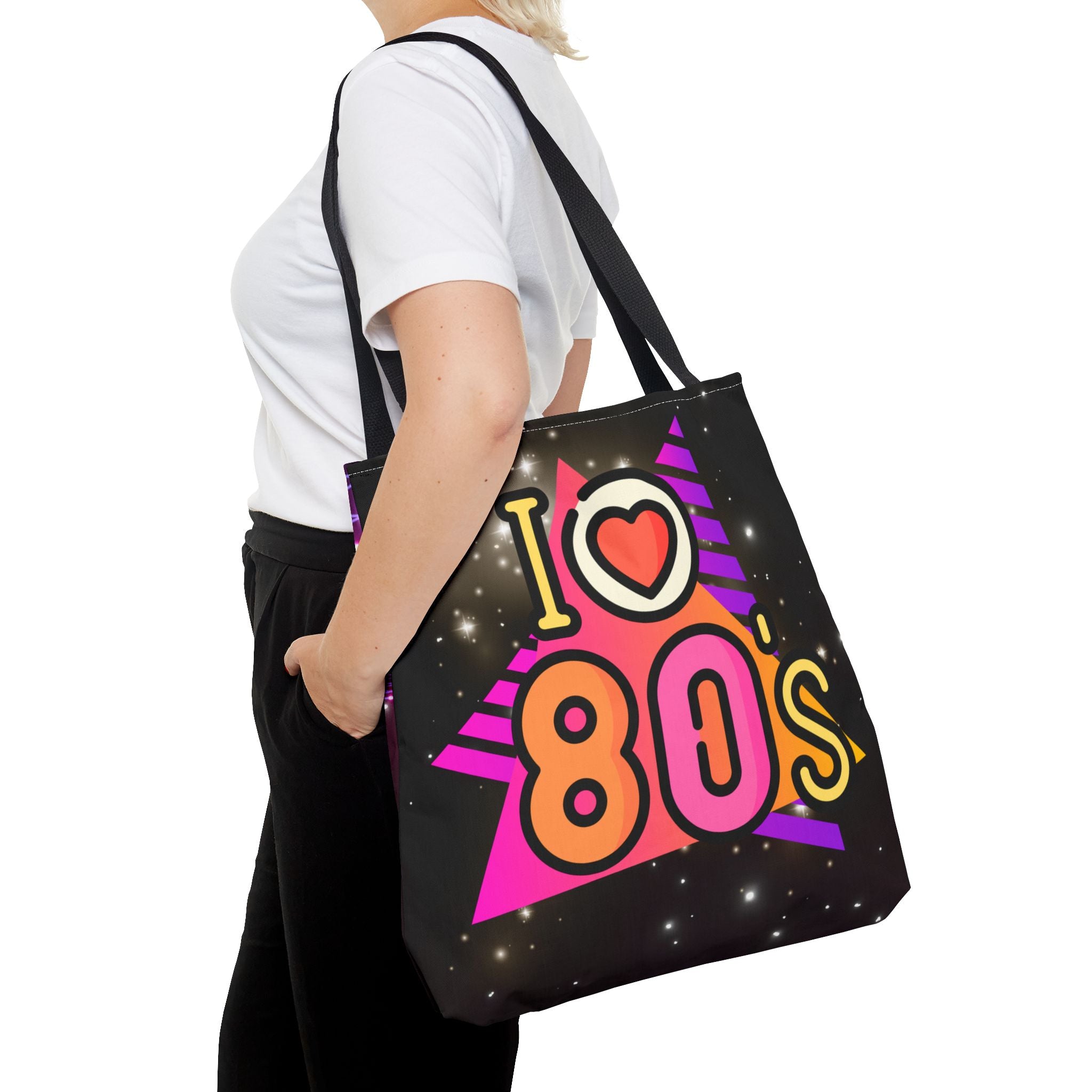 🌟💜 I Heart the 80s Neon Glow Tote Bag 🎶👜