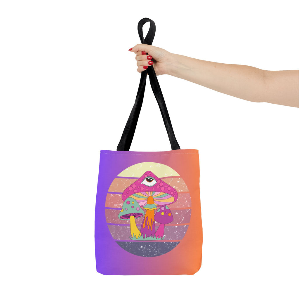 🍄🎶 70s Trippy Mushroom Synthwave Tote Bag 🌈✨