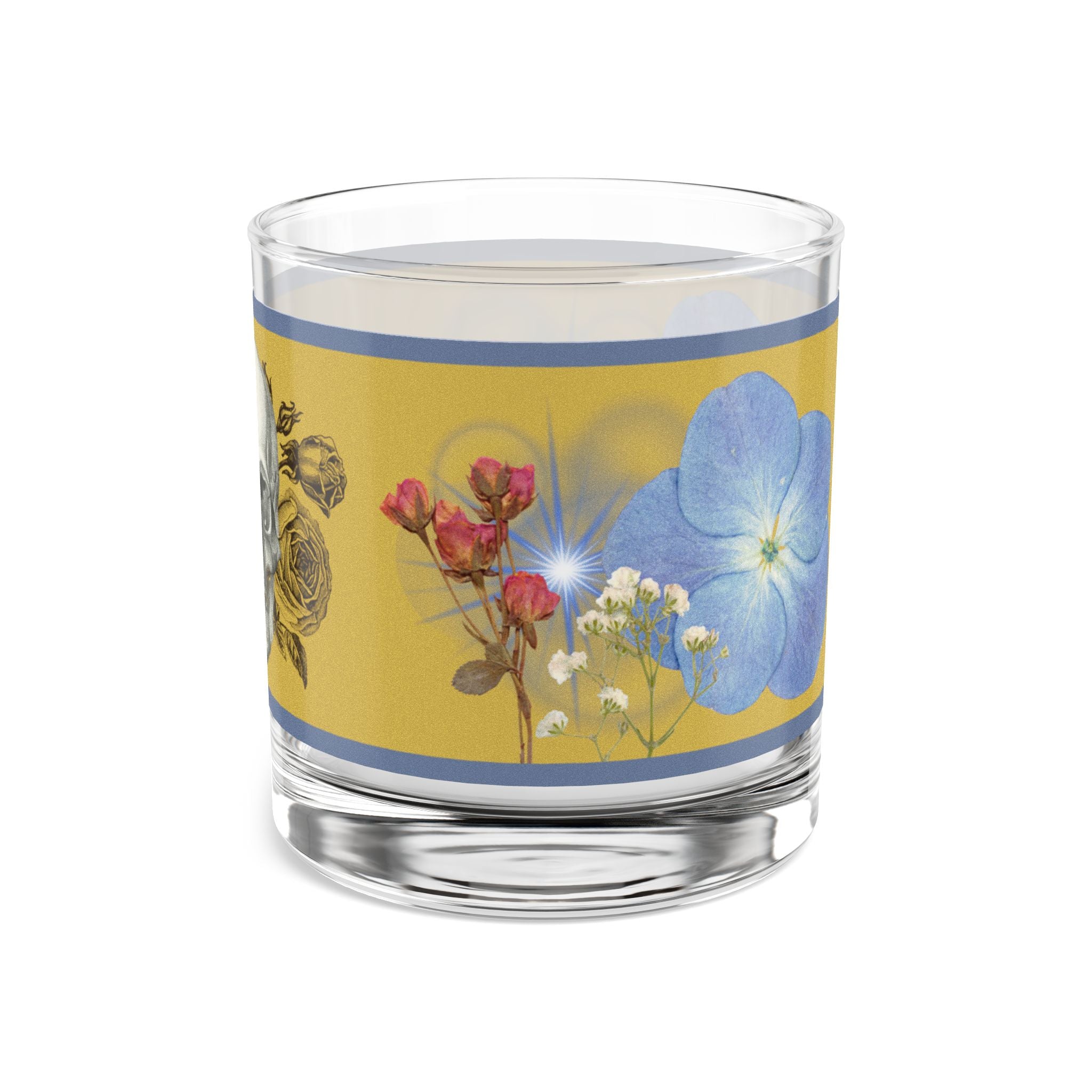 70s–80s Skull & Dried Flowers Glass – Retro Dark Floral 🌿💀