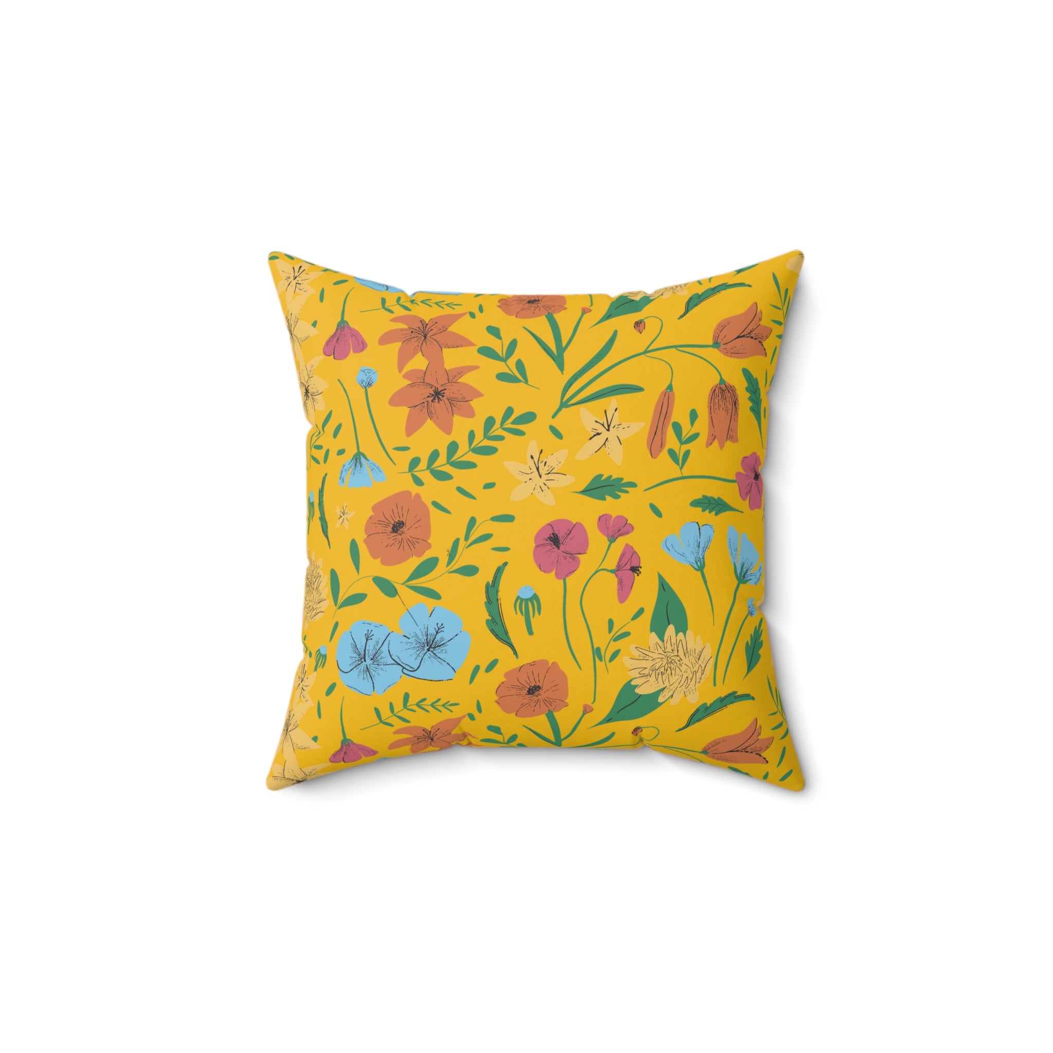 Vintage Spring 60s Yellow Floral Pillow