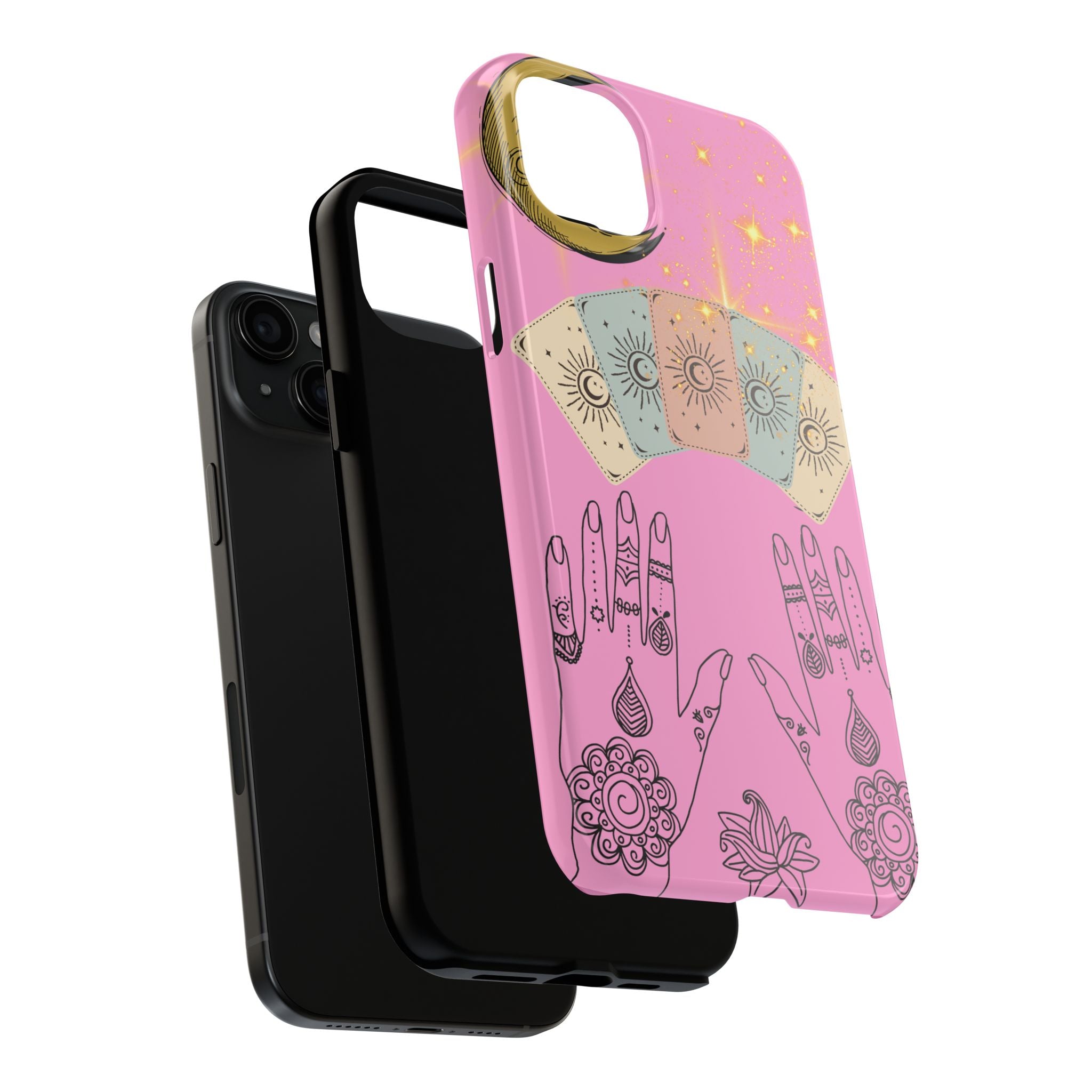 60s–70s Mystical Tarot Henna Hands Phone Case 🔮📱