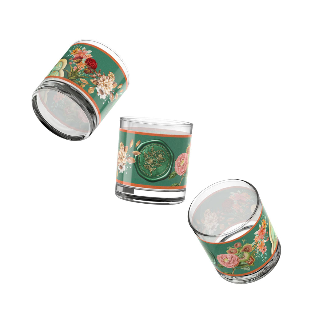 🌿🌸 50s Green Floral Seal Glass ✨