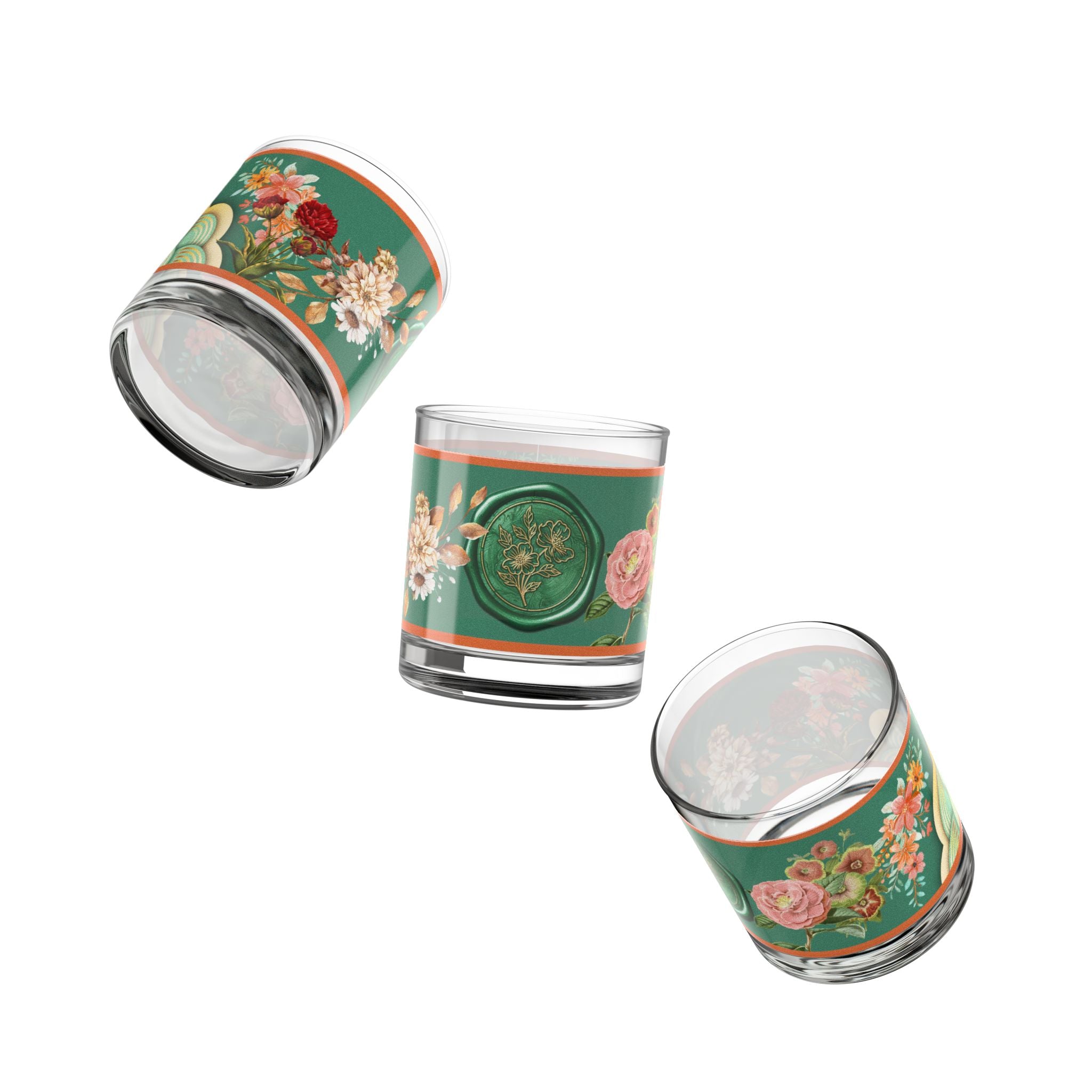 🌿🌸 50s Green Floral Seal Glass ✨