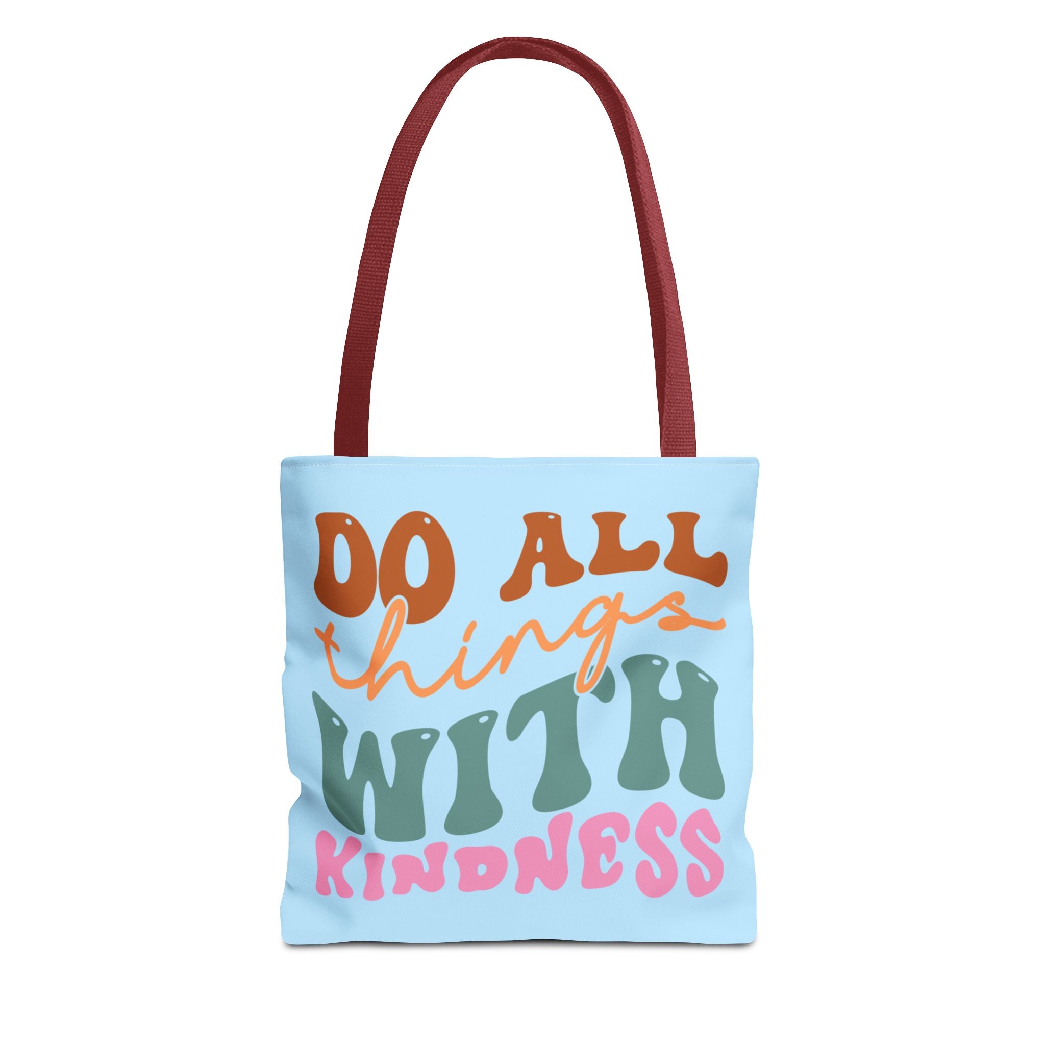 🌸 60s “Do All Things With Kindness” Retro Tote Bag – Baby Blue