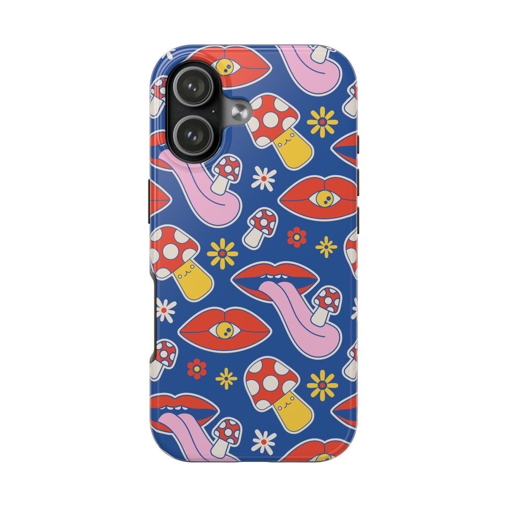 70s Lips Mushrooms Flower Power Phone Case 🌼💋🍄