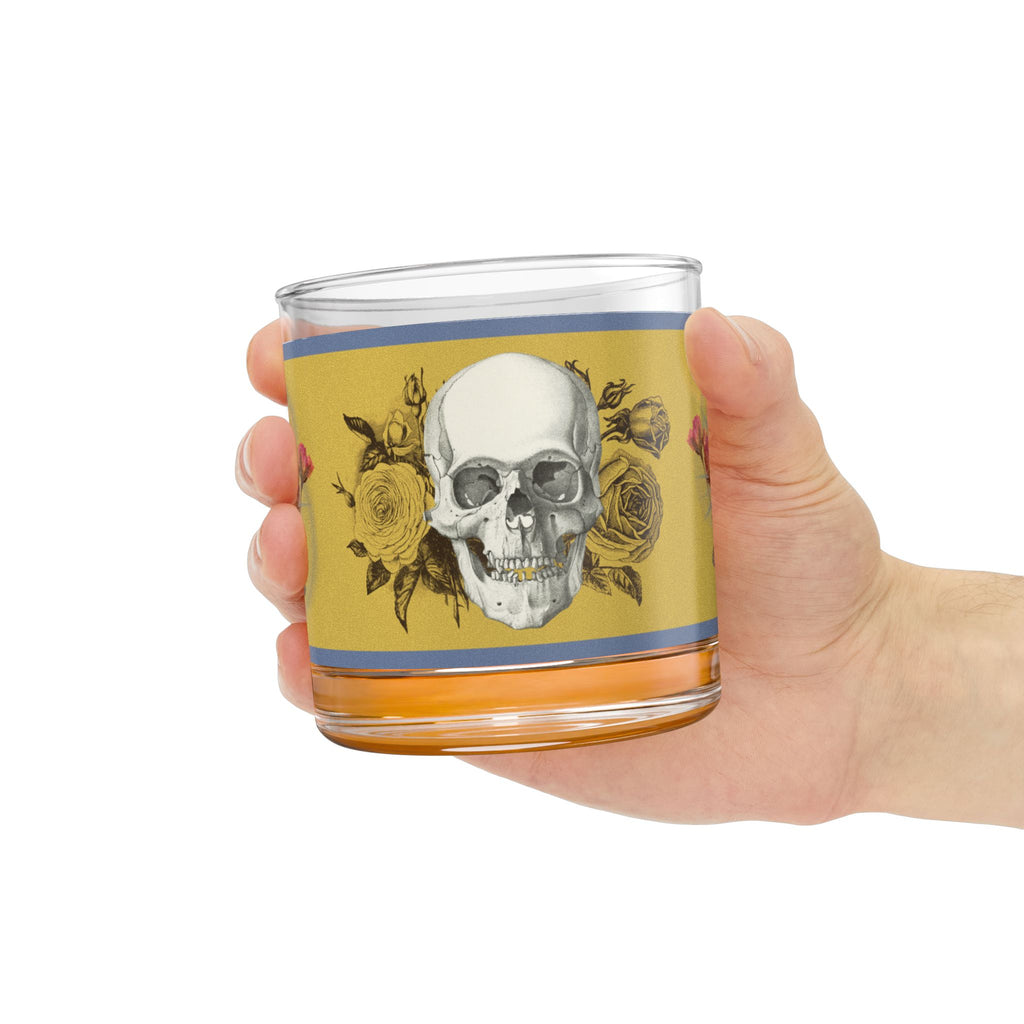 70s–80s Skull & Dried Flowers Glass – Retro Dark Floral 🌿💀