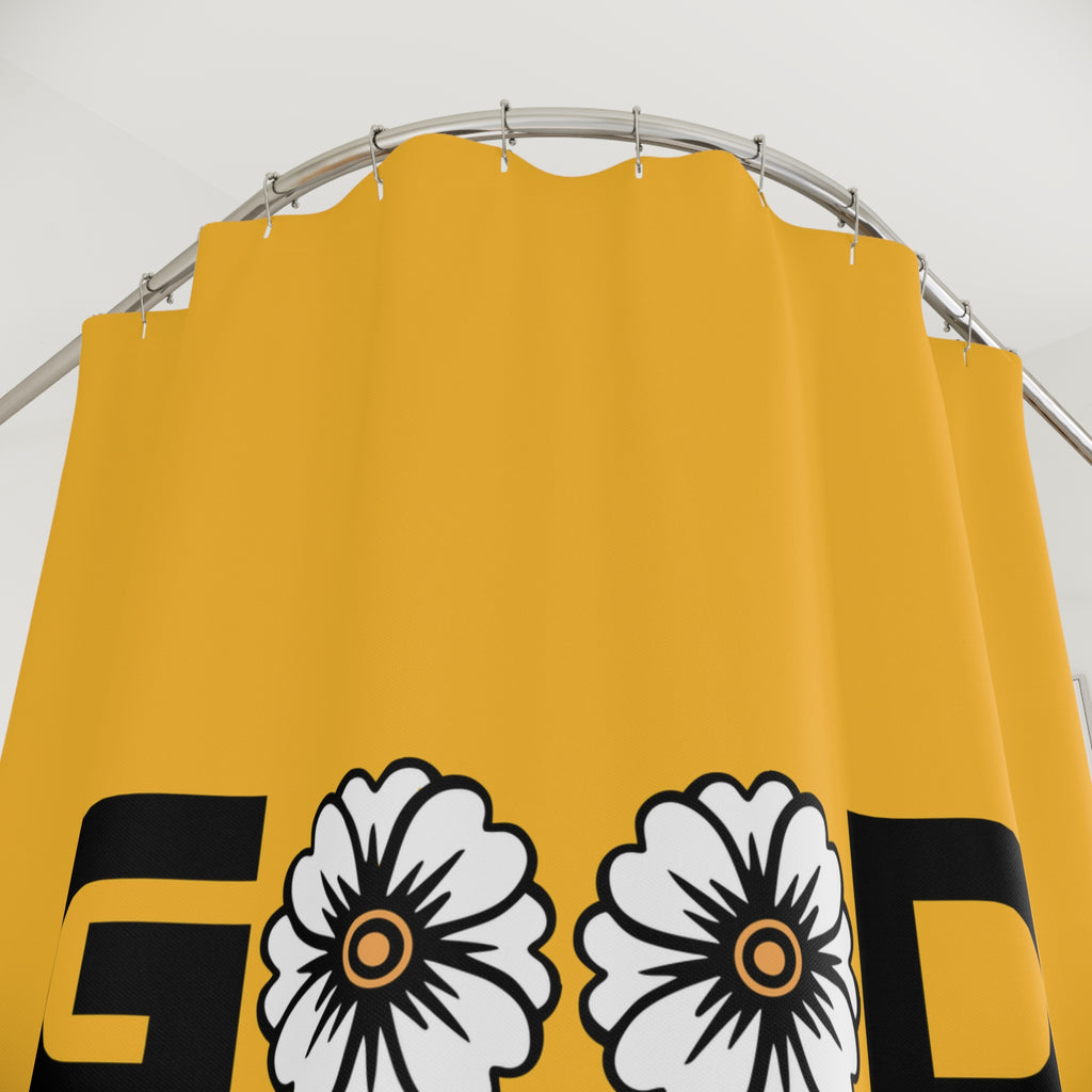 🌼 Yellow Good Vibes Funky Shower Curtain