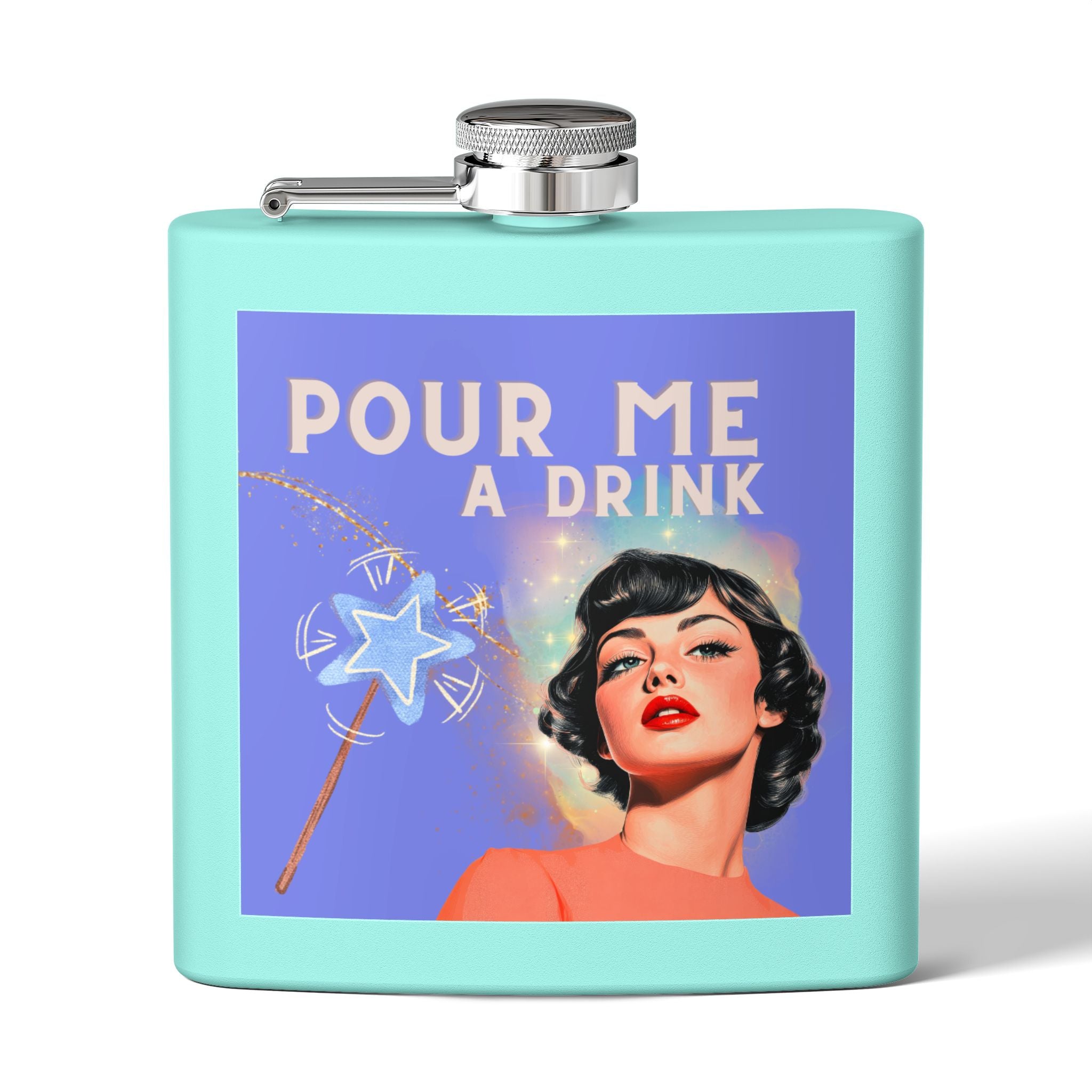 Pour Me a Drink – Retro Woman Magical Wand Flask