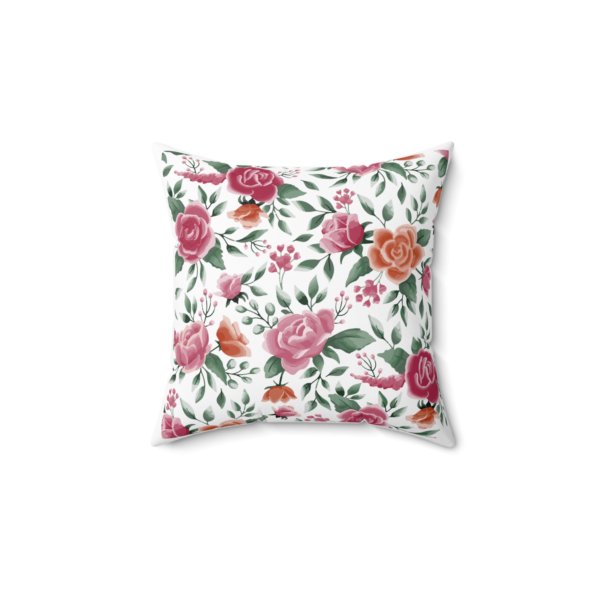 90s Vintage Floral Pink and White Pillow