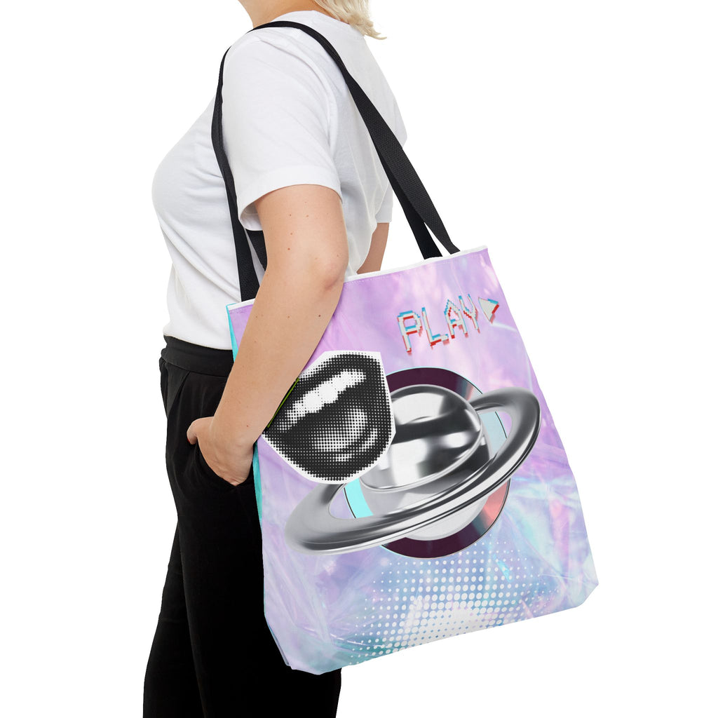 🪐💻 Y2K Saturn Start Button Tote Bag ✨🌈