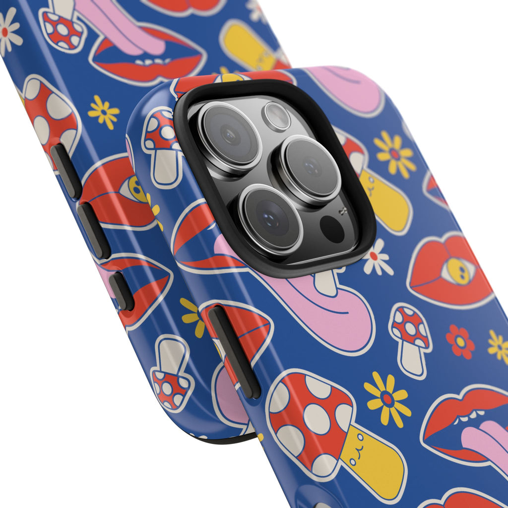 70s Lips Mushrooms Flower Power Phone Case 🌼💋🍄