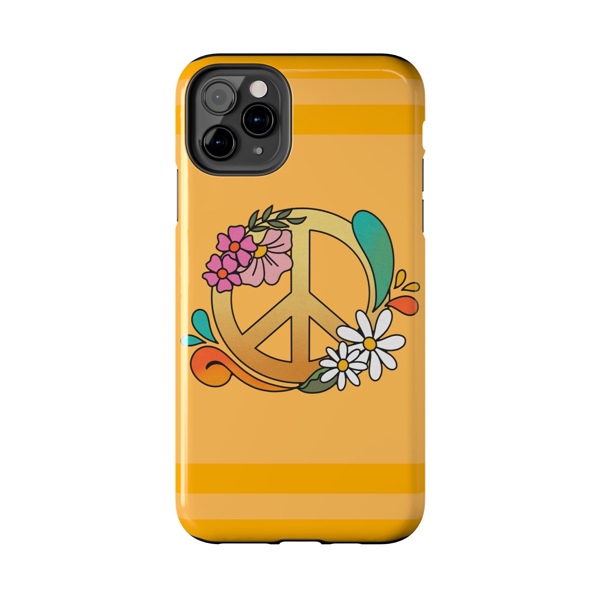 60s–70s Yellow Peace Sign Phone Case ✌️📱