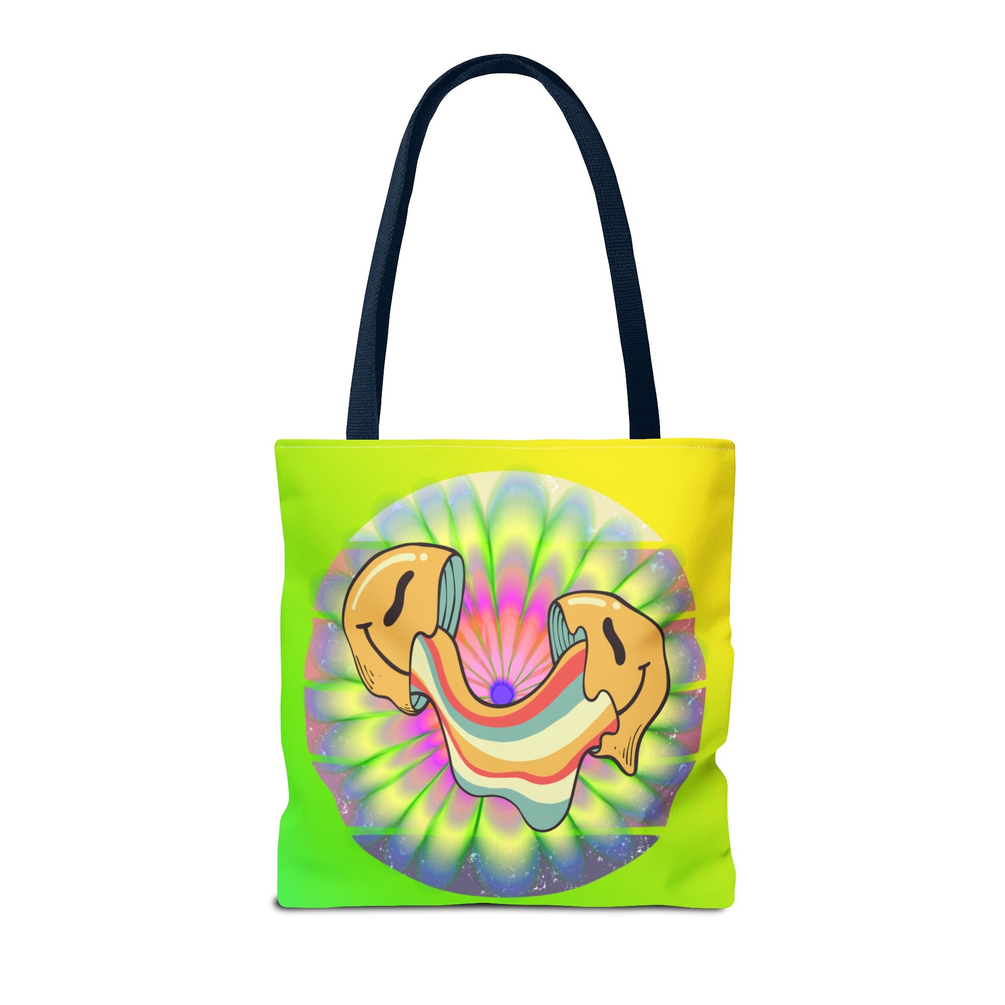 😊🌈 70s Trippy Psychedelic Smiley Tie-Dye Tote Bag ✨🍄