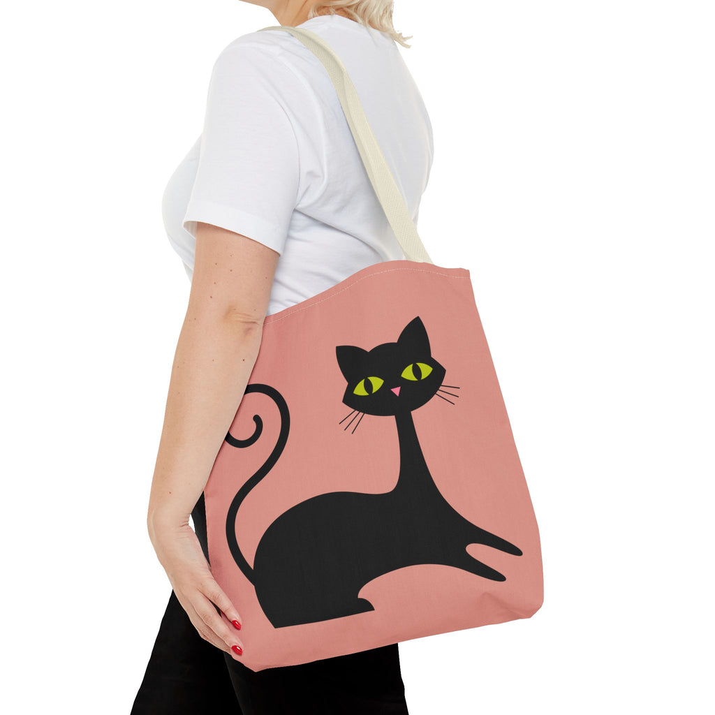 🐱 50s Retro Cat & Clock Tote Bag