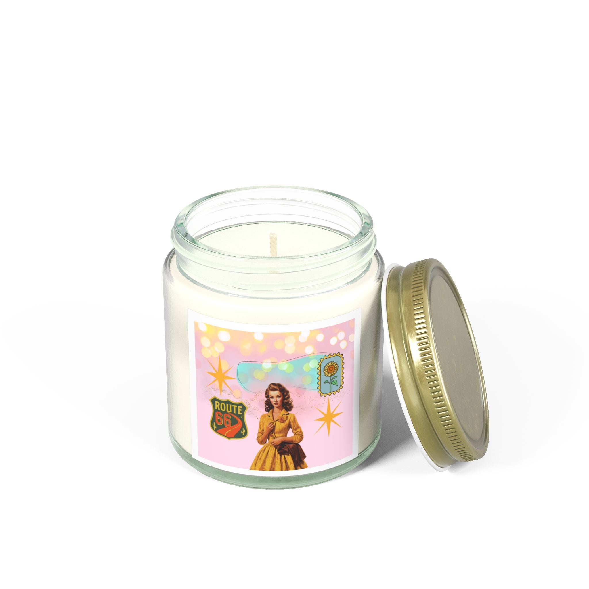 50s Route 66 Stamp Candle 🚗🕯️