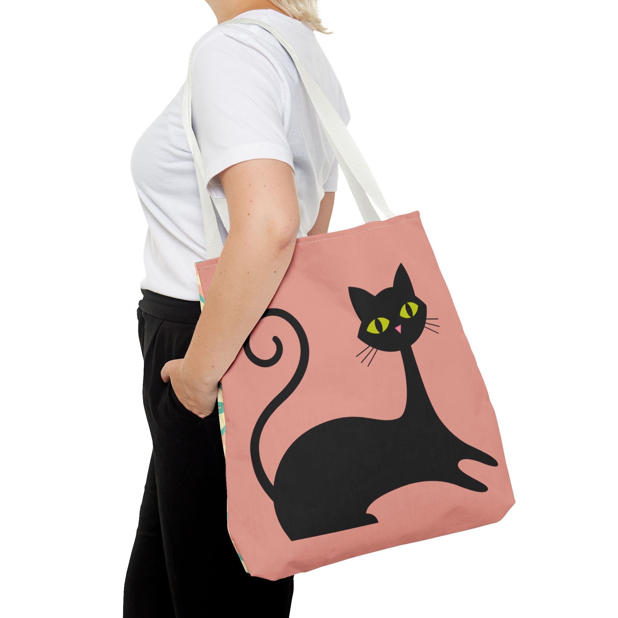 🐱 50s Retro Cat & Clock Tote Bag