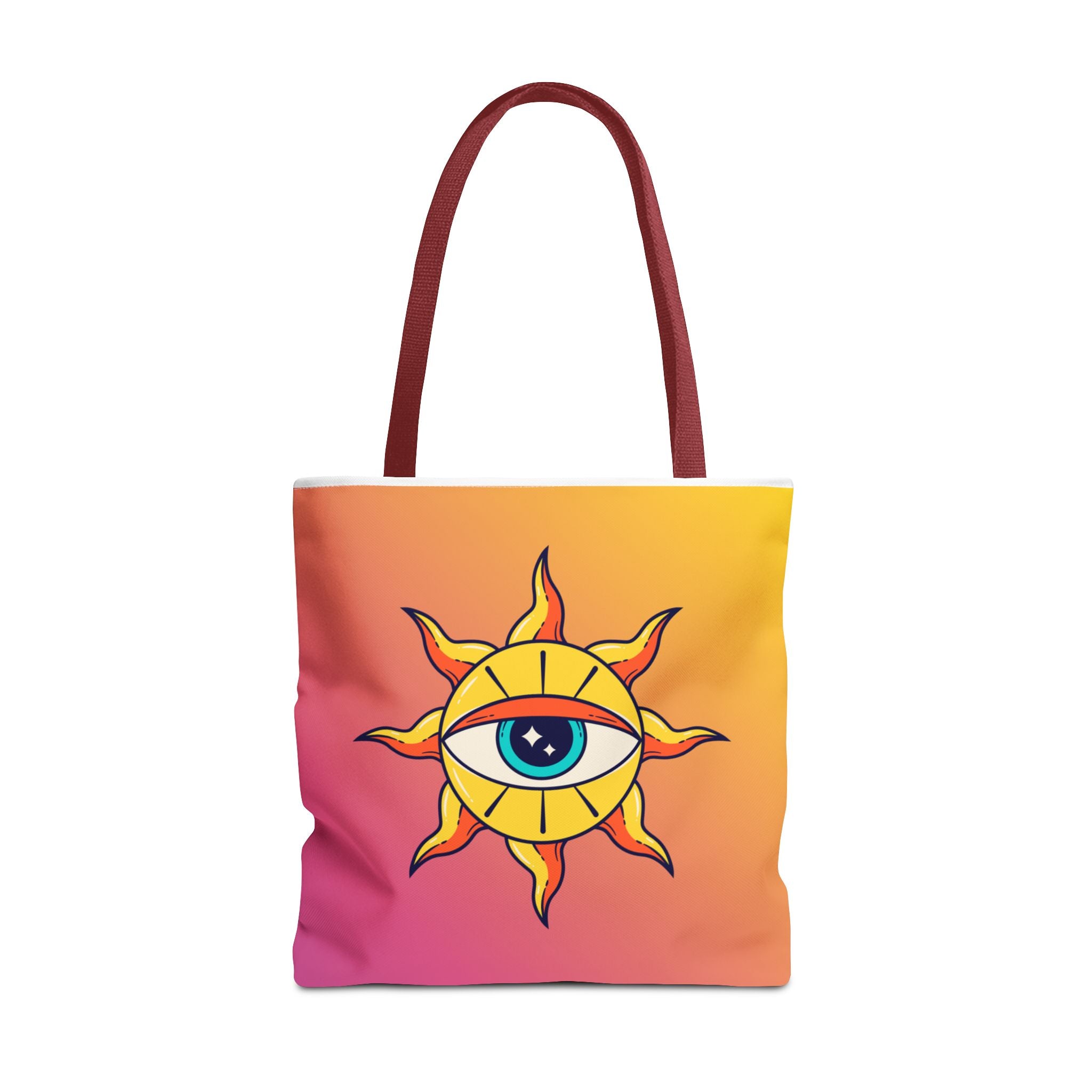 🌞👁️ 70s All-Seeing Eye Sun Design Tote Bag ✨🌿