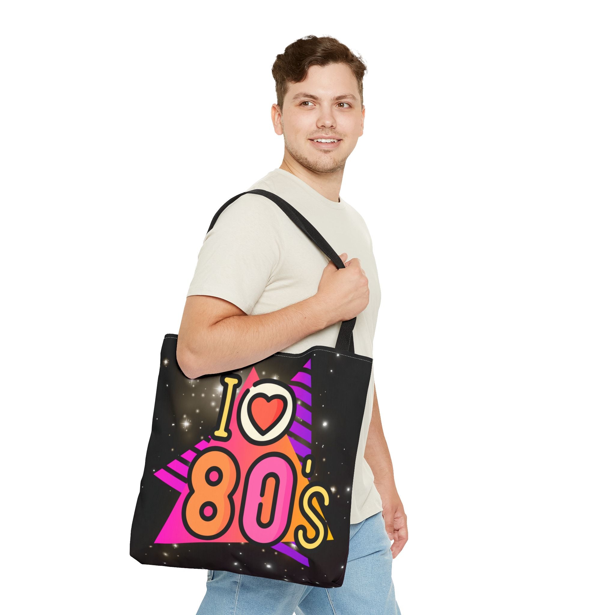 🌟💜 I Heart the 80s Neon Glow Tote Bag 🎶👜