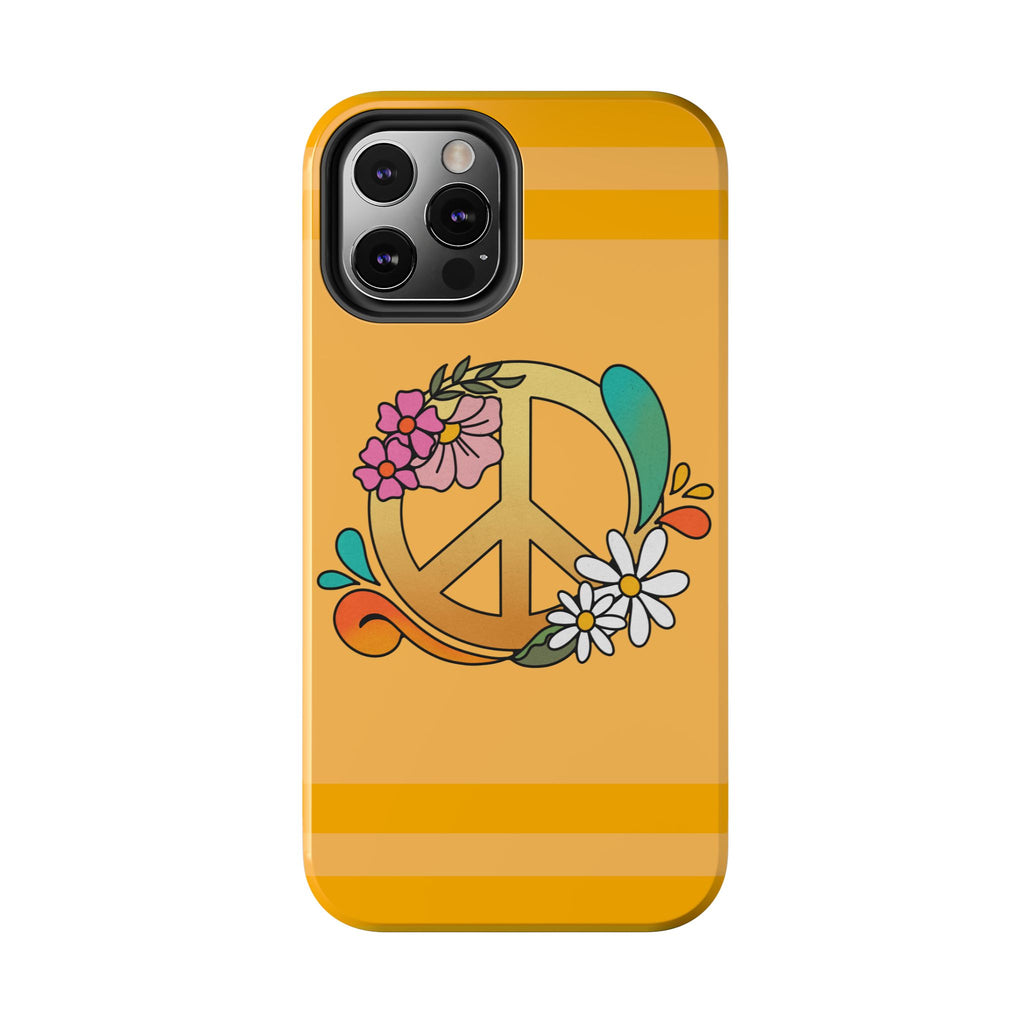 60s–70s Yellow Peace Sign Phone Case ✌️📱