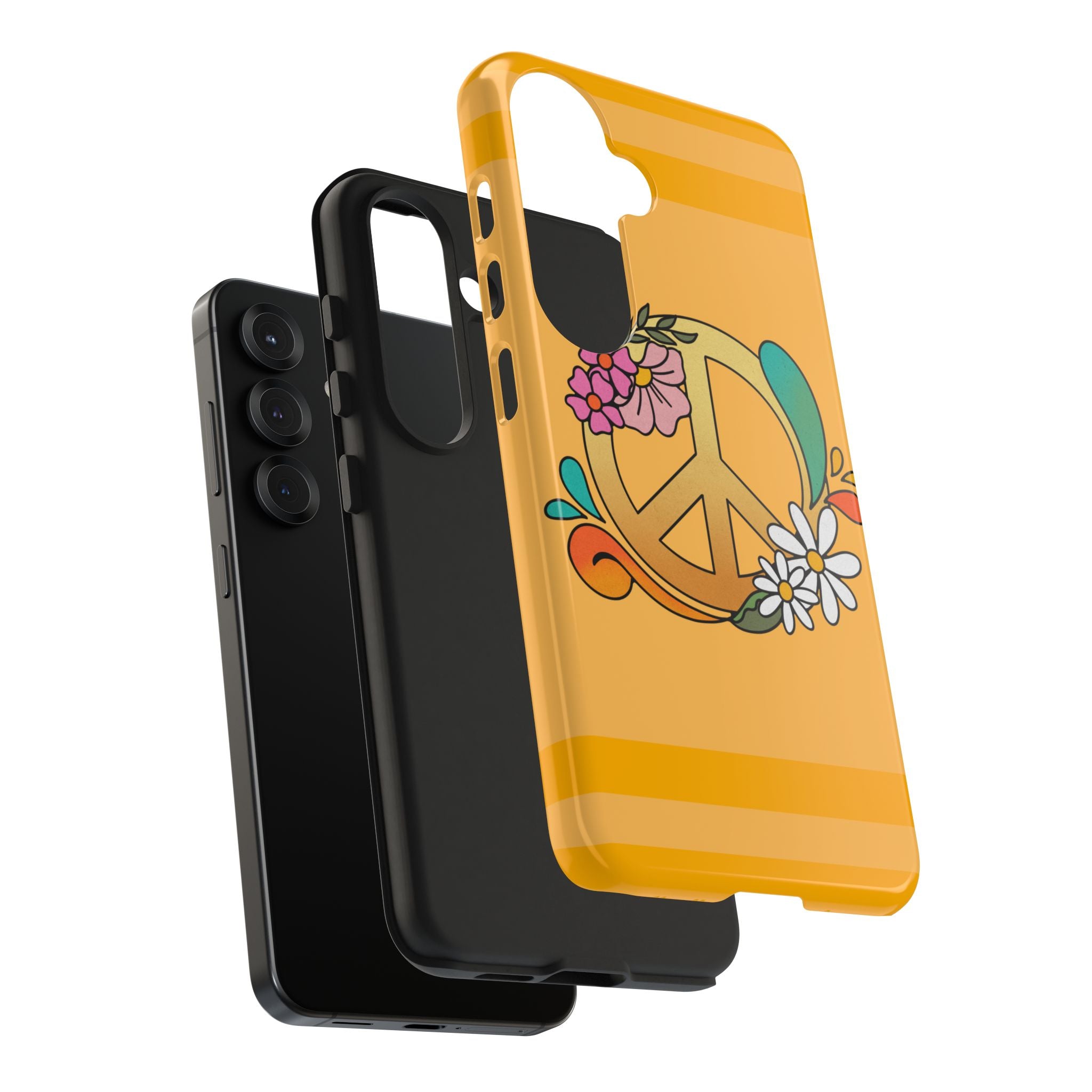 60s–70s Yellow Peace Sign Phone Case ✌️📱
