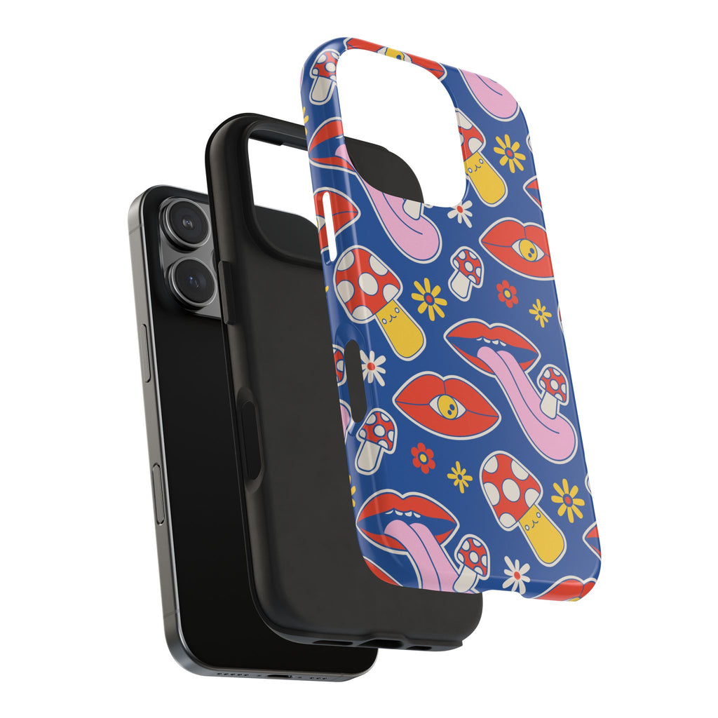 70s Lips Mushrooms Flower Power Phone Case 🌼💋🍄