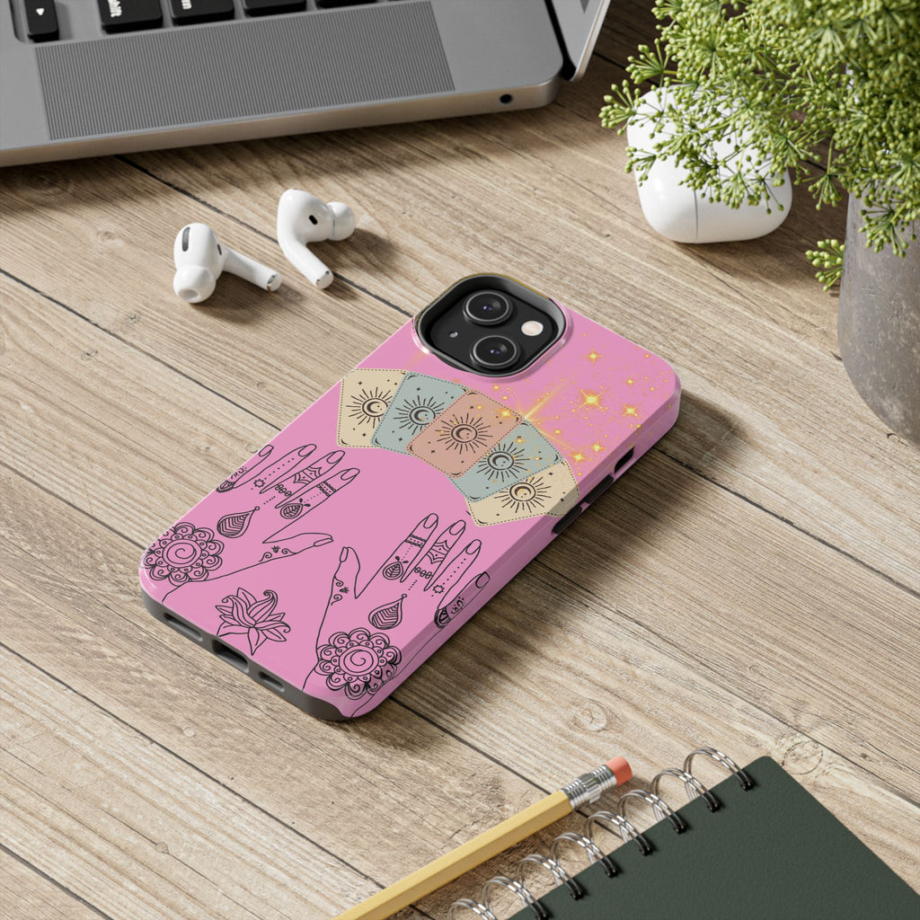 60s–70s Mystical Tarot Henna Hands Phone Case 🔮📱