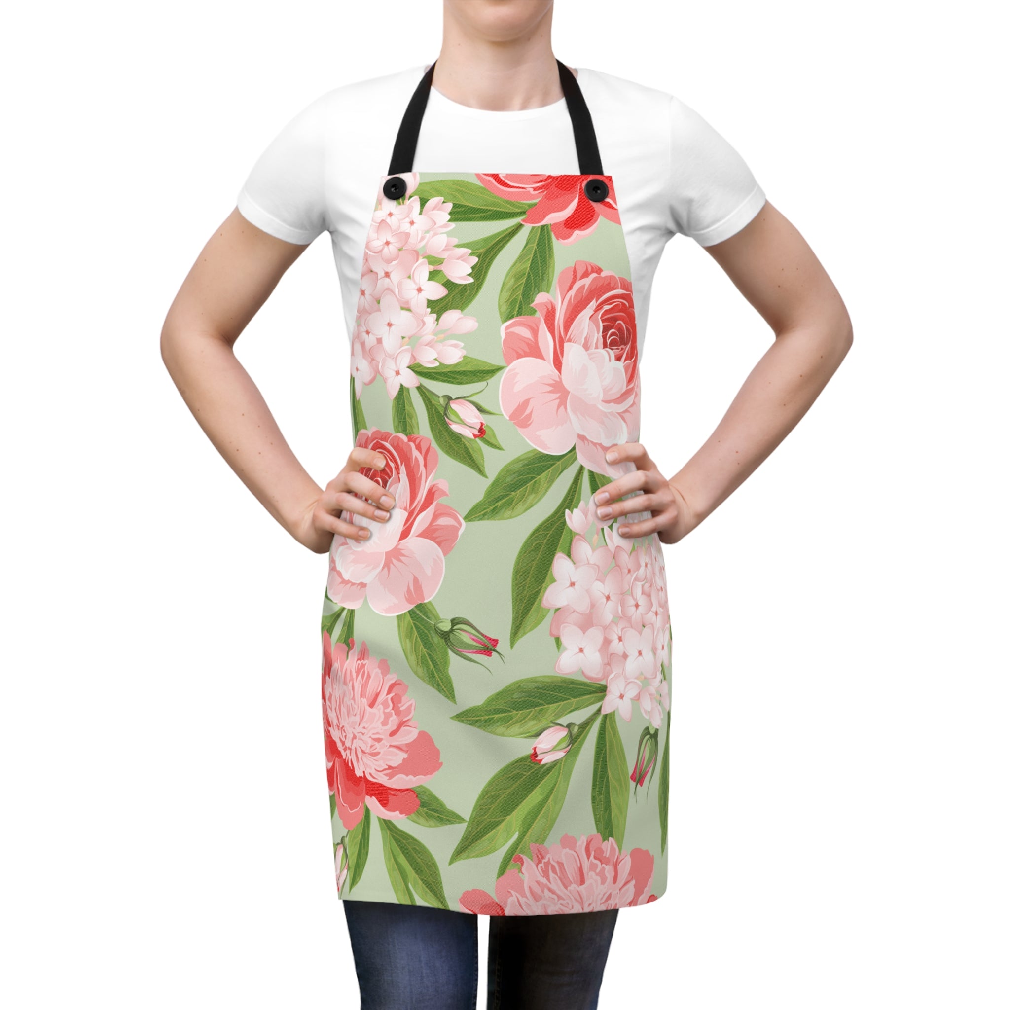 50s–60s Floral Botanical Cooking Apron 🌸🌿👩‍🍳