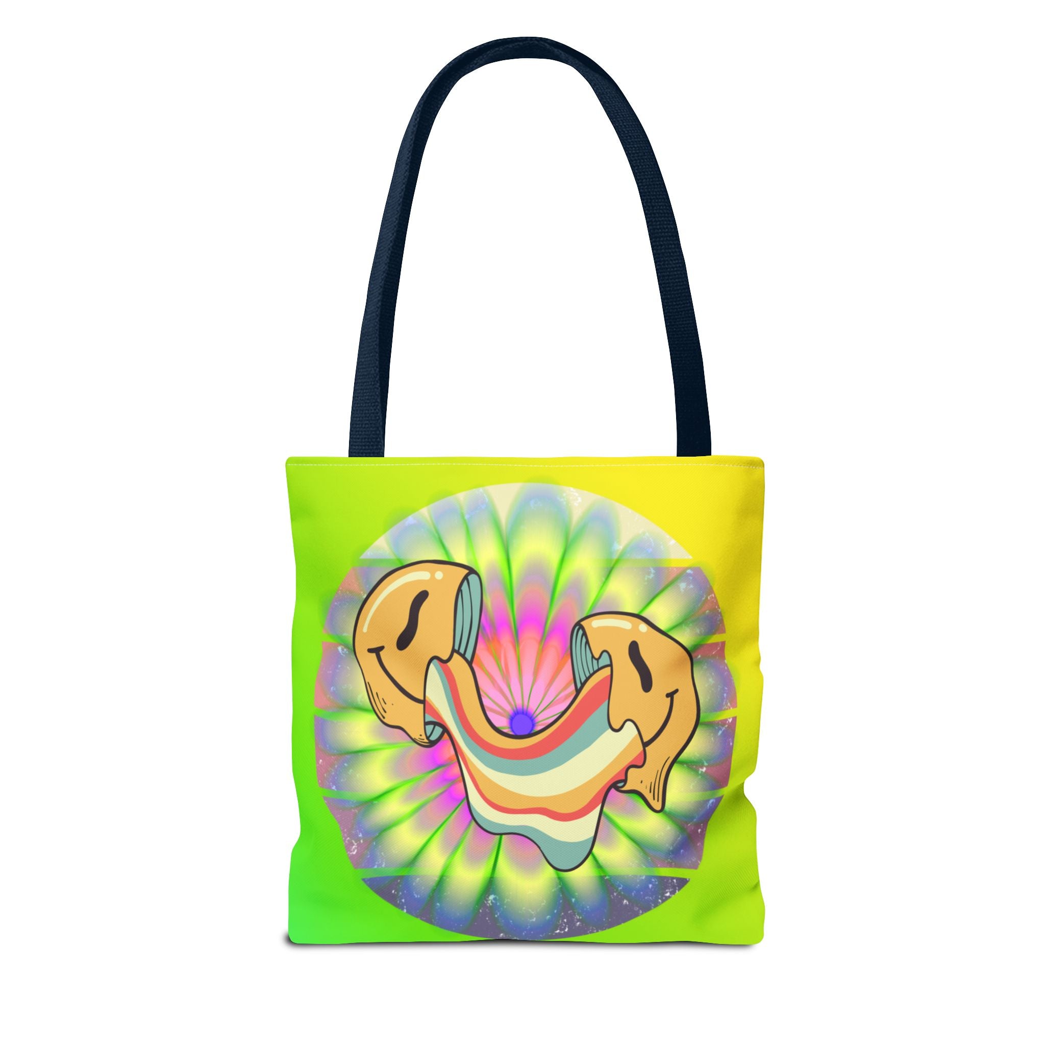 😊🌈 70s Trippy Psychedelic Smiley Tie-Dye Tote Bag ✨🍄