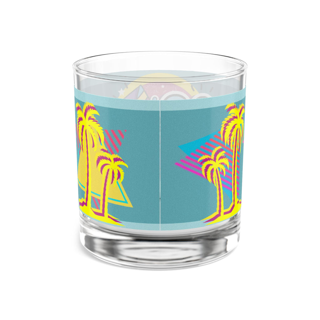 🌴🎉 80s Celebration Miami Palm Trees Glass 🌅✨