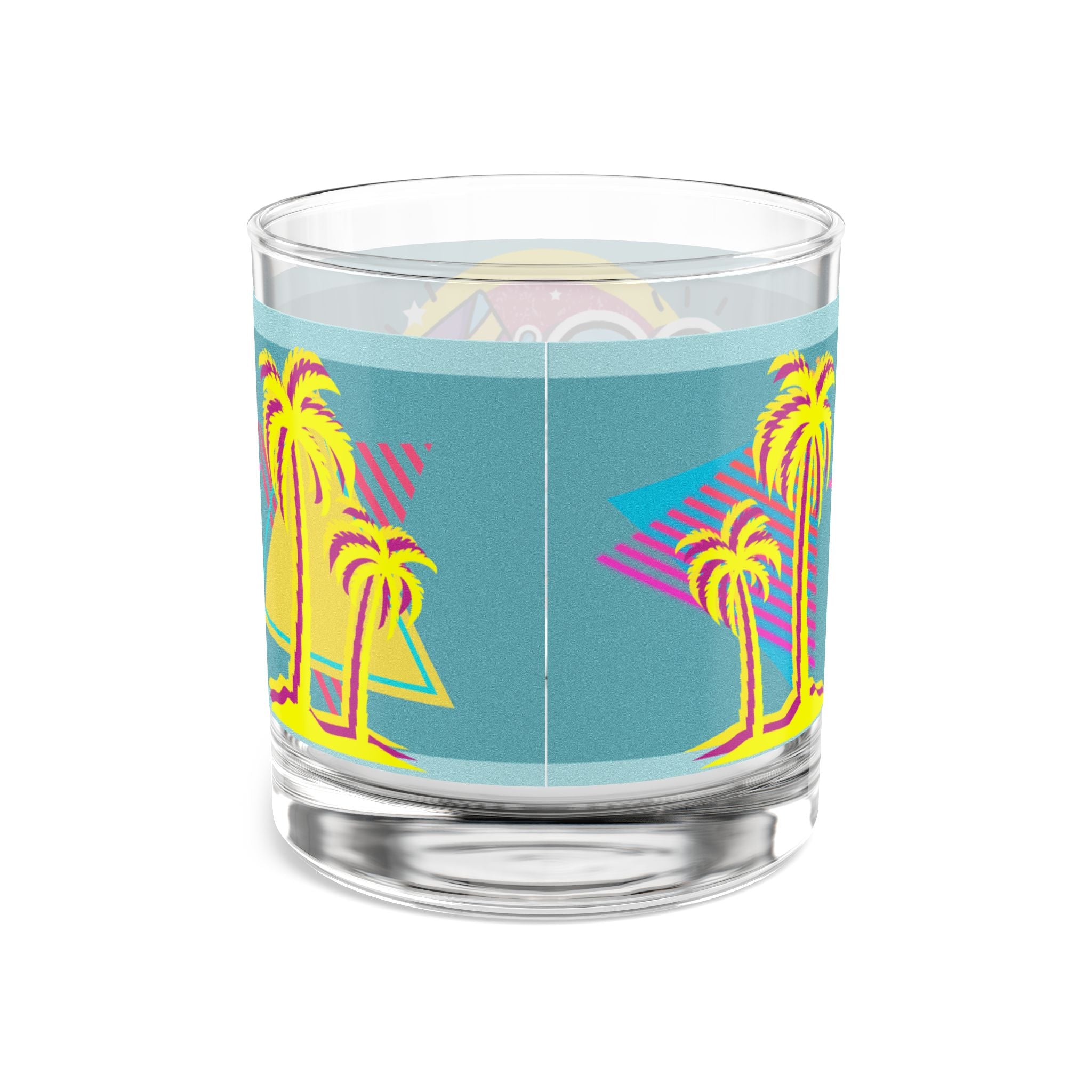 🌴🎉 80s Celebration Miami Palm Trees Glass 🌅✨