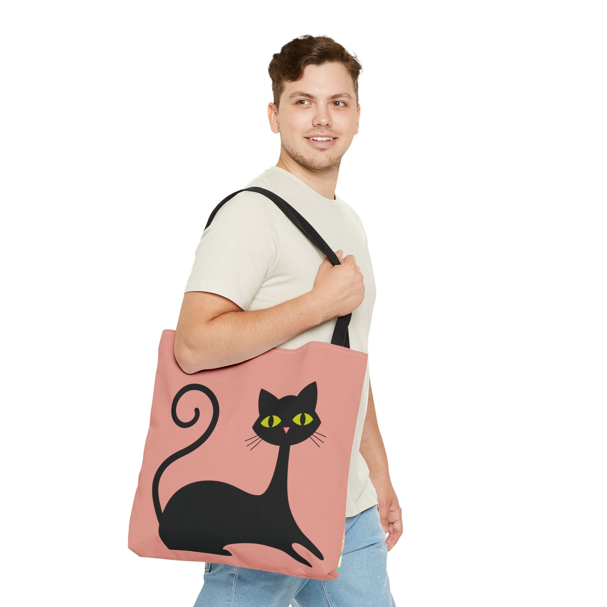 🐱 50s Retro Cat & Clock Tote Bag