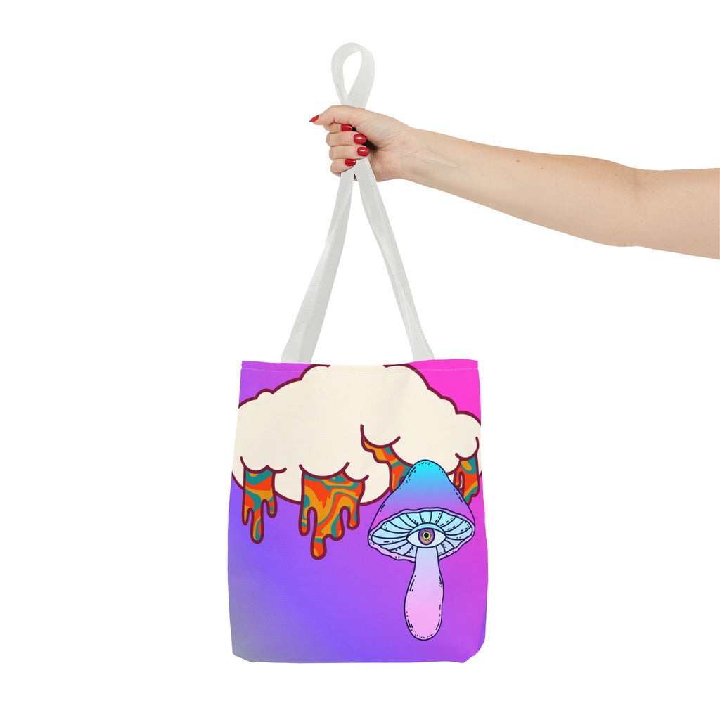 🍄☁️ 70s Trippy Cloud & Mushroom Tote Bag 🌈✨