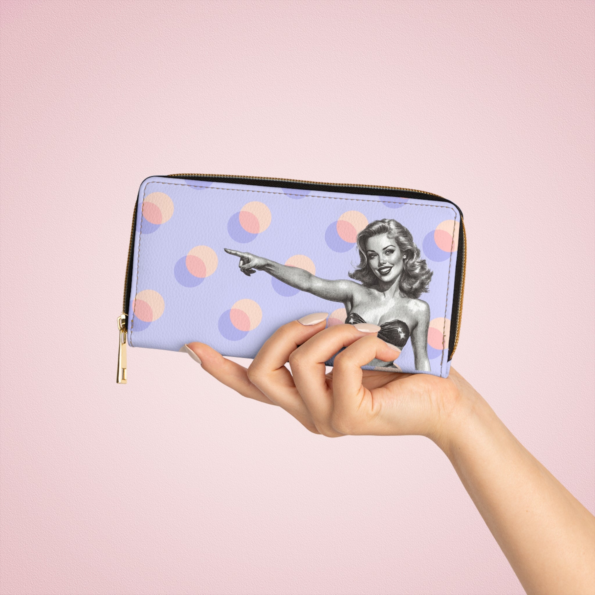 50s Retro Woman Light Purple & Peach Florals Wallet 🌸💜🌷