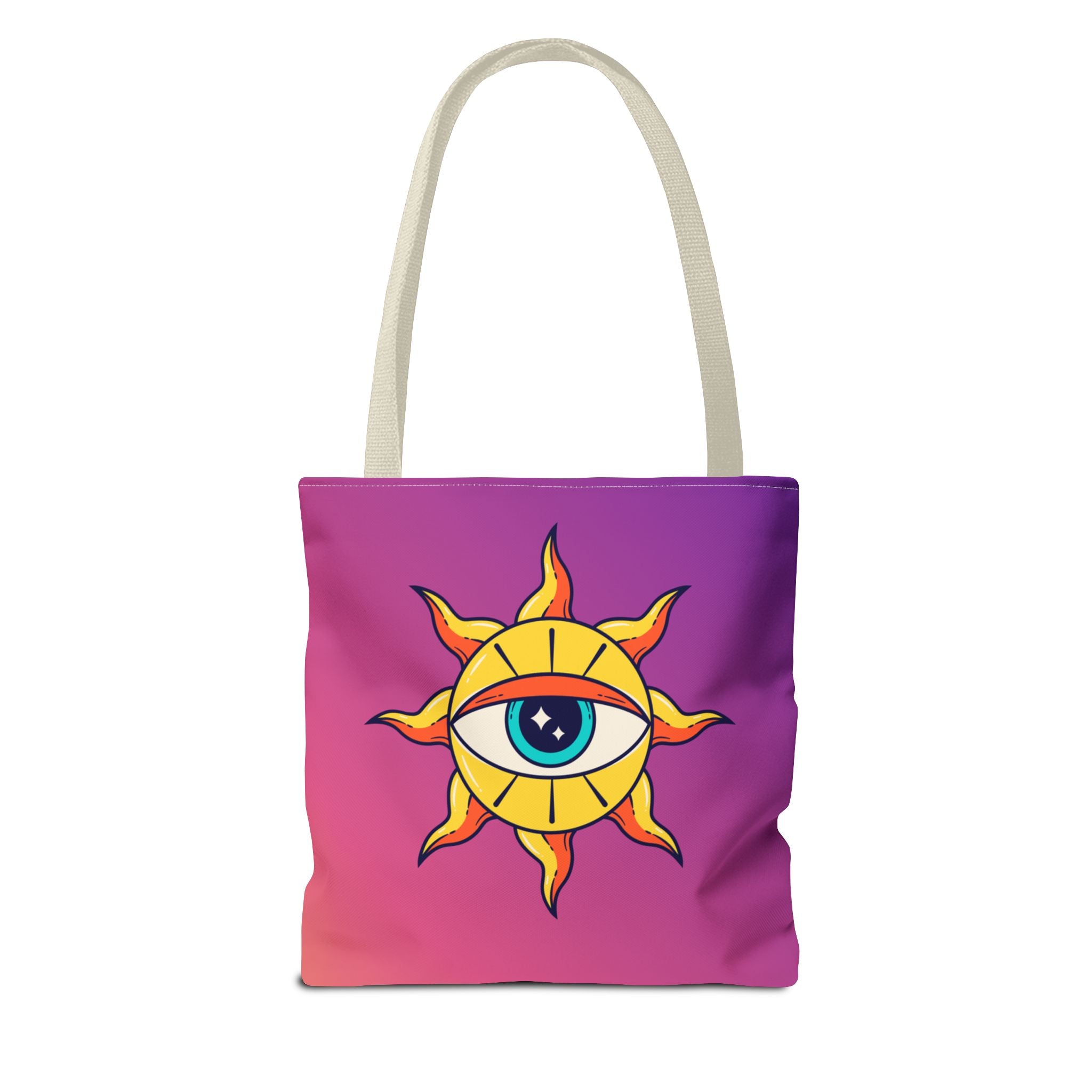 🌞👁️ 70s All-Seeing Eye Sun Design Tote Bag ✨🌿