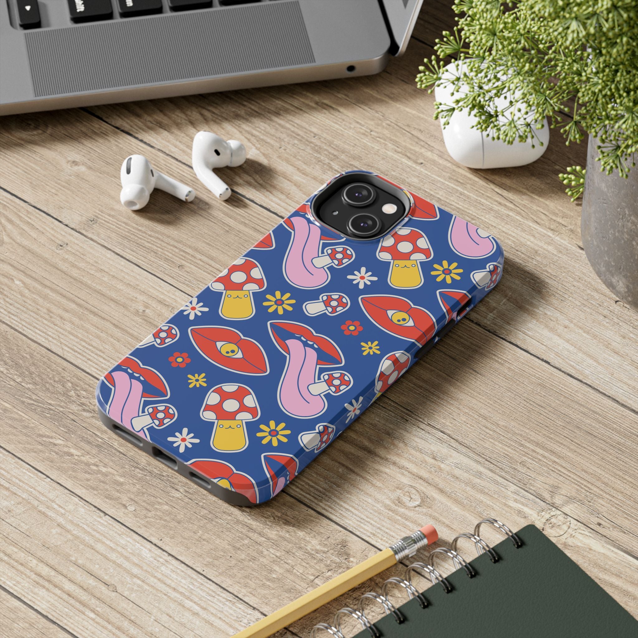 70s Lips Mushrooms Flower Power Phone Case 🌼💋🍄
