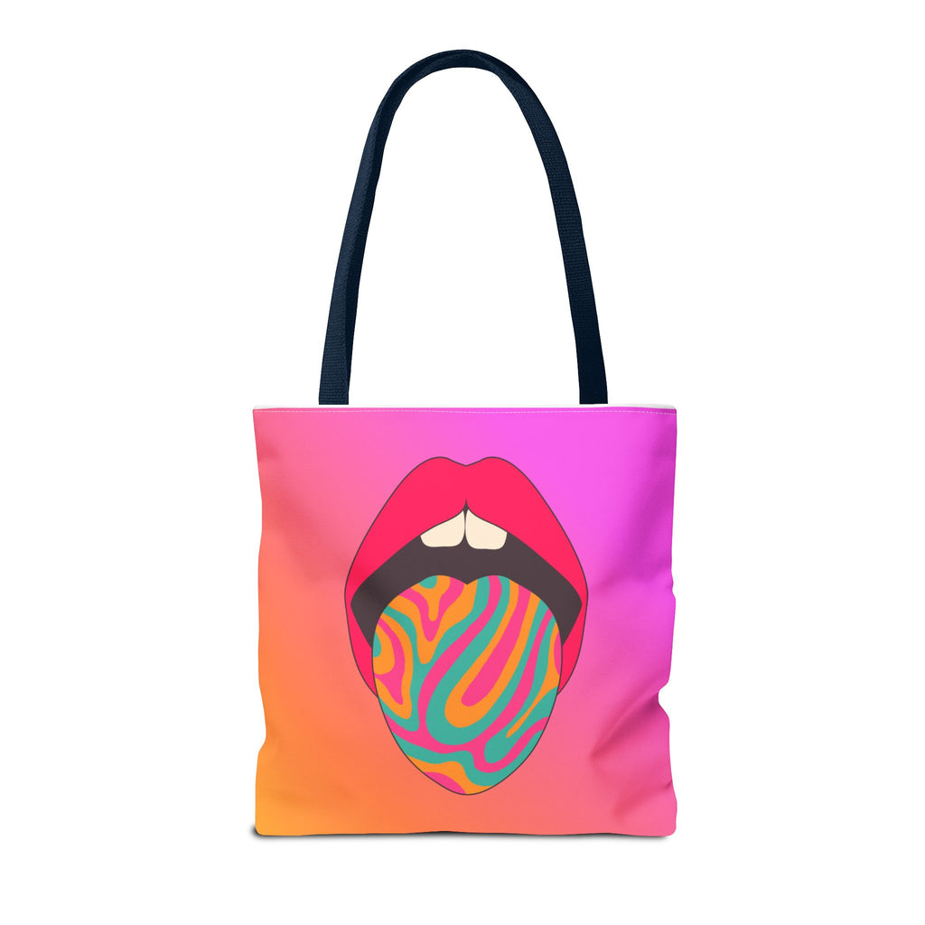 👄🌈 60s–70s Psychedelic Lips & Tongue Tote Bag ✨🍄